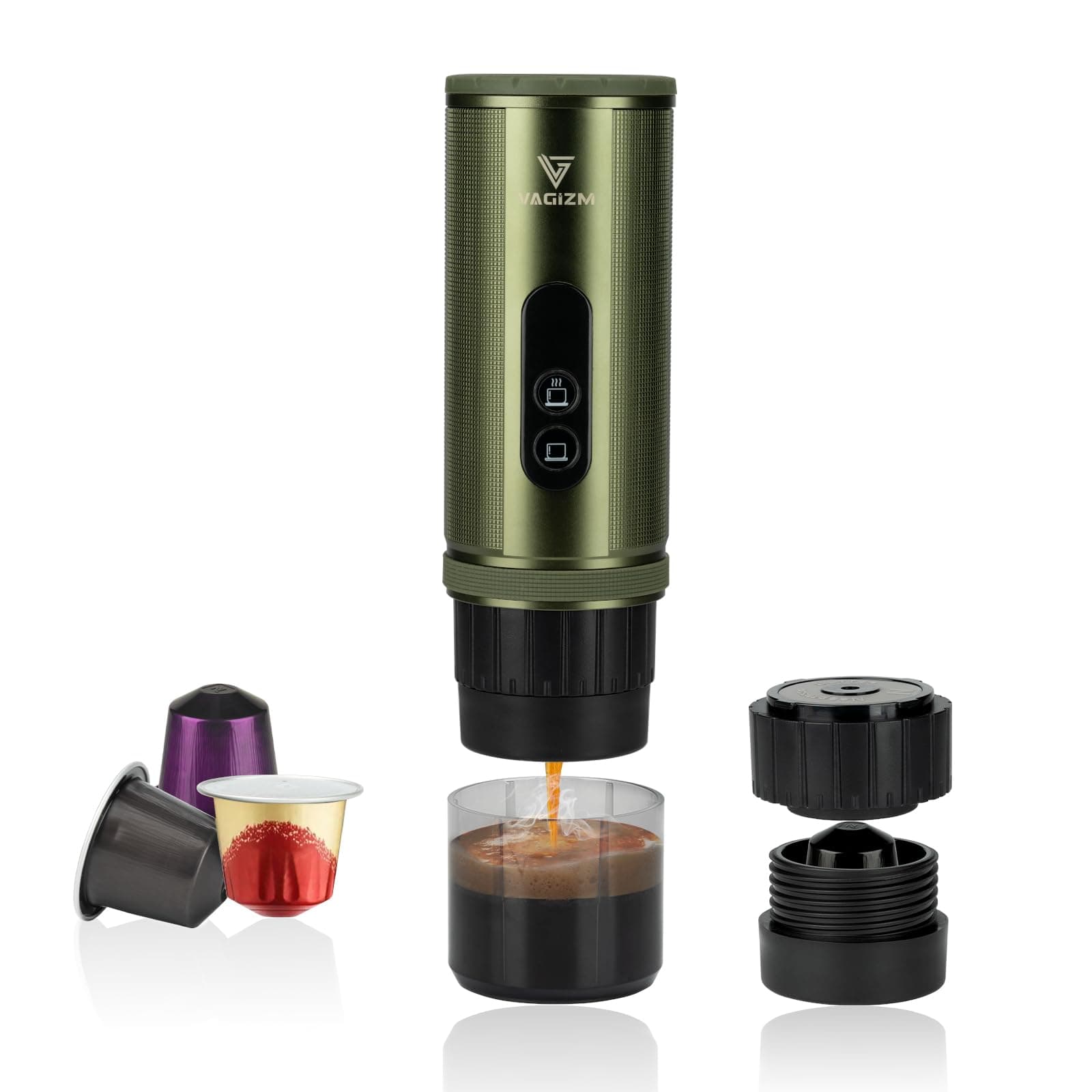 Vagizm Macchina da Caffè Espresso Portatile 12V: Macchina da Caffè da Viaggio con Rufuscaldo Rapido e Grande Batteria 15000mAh - Compatibile con Capsule NS per Campeggio, Viaggi e Guida Auto