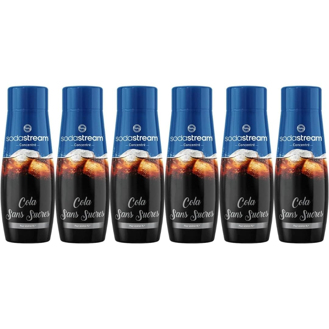 Sodastream Lot de 6 Concentrés Cola Sans Sucres pour Machine à Eau Pétillante et Soda | Préparez jusqu'à 9 Litres de Cola en Quelques Secondes, 440ml