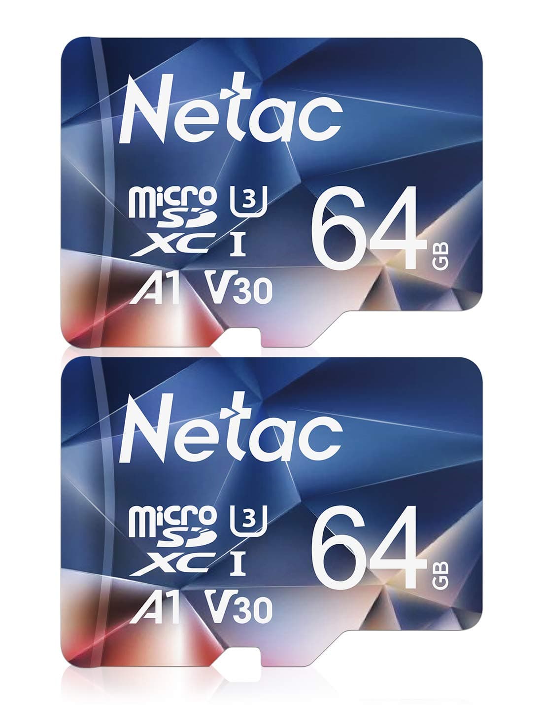 Netac 64G Scheda Micro SD Set da 2, Scheda di Memoria A1, U3, C10, V30, 4K, 667X, UHS-I Velocità fino a 100/30 MB/sec(R/W) Micro SD Card per Telefono, Videocamera, Switch, Tablet