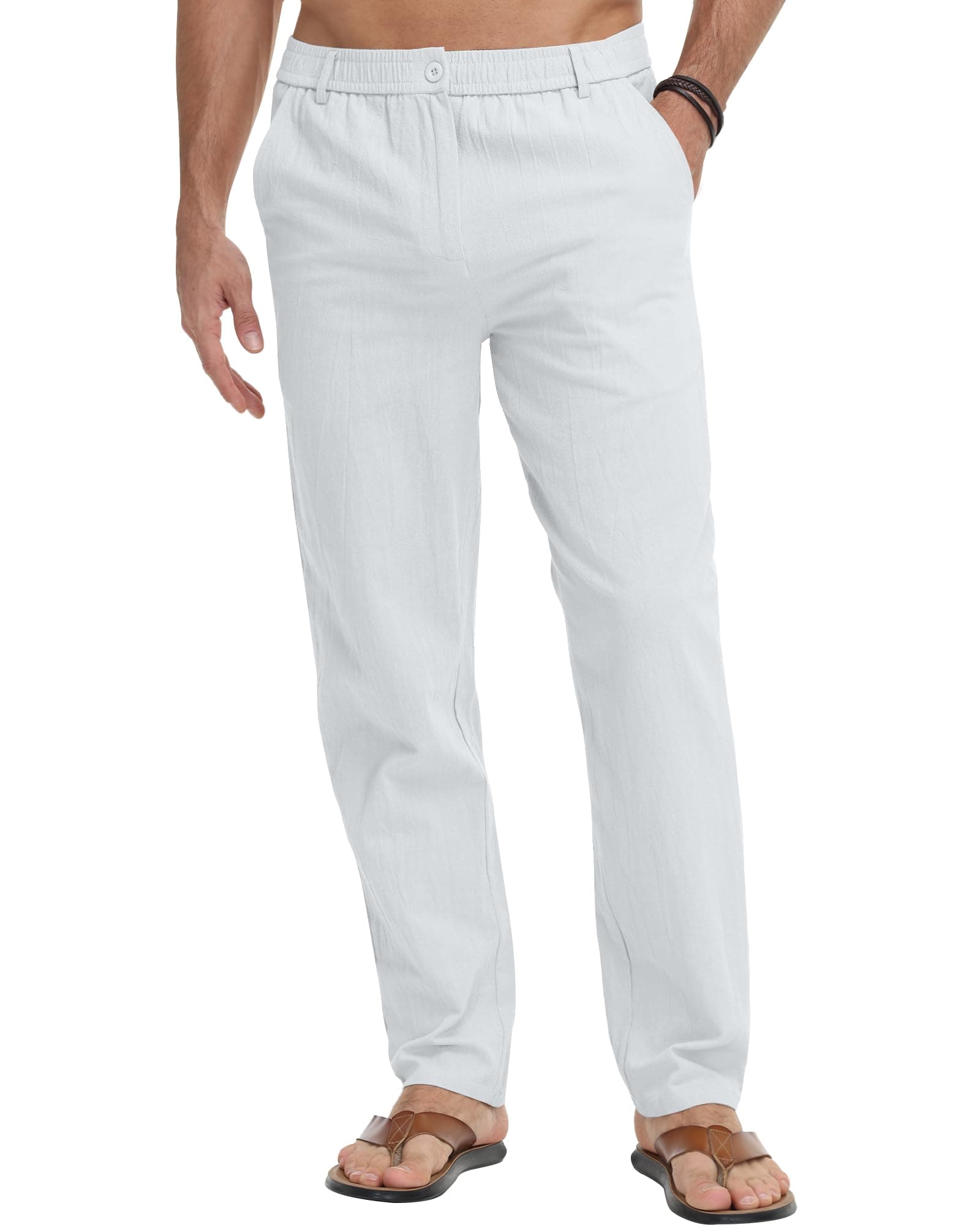 LVCBL Pantalon Homme Été - Léger & Confortable - Pantalon Loisirs/Plage
