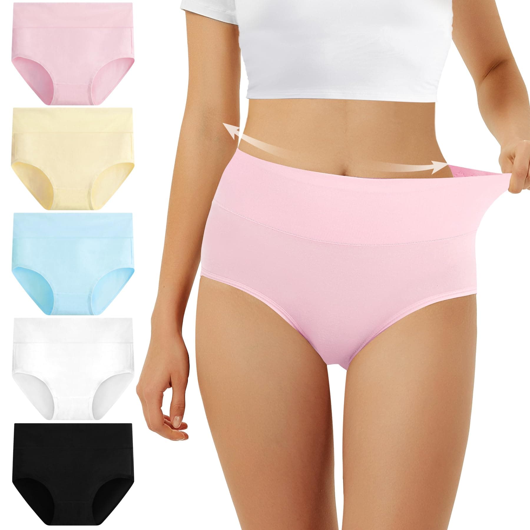 FALARY Mutande Vita Alta Donna in Cotone, Pacco da 5