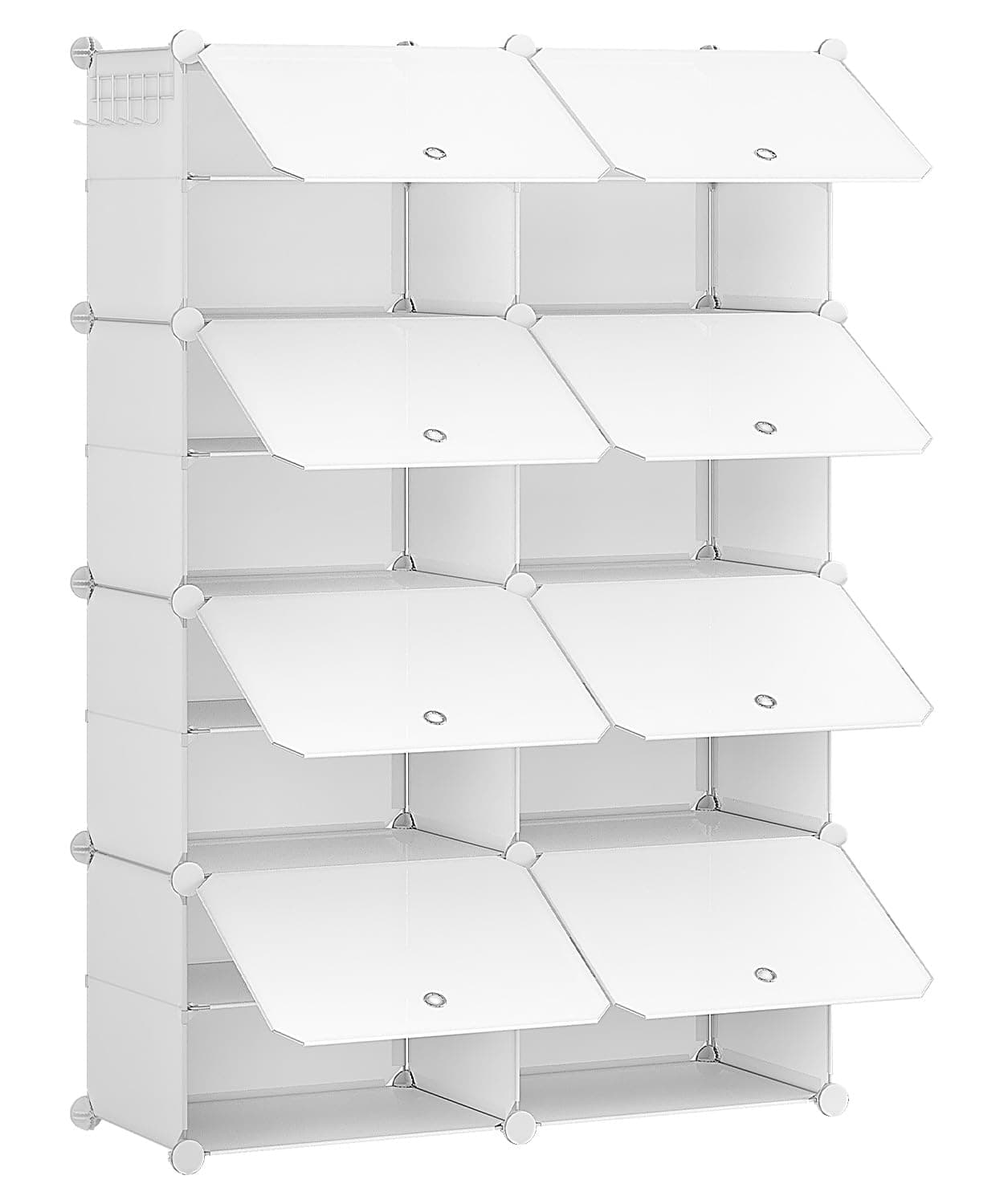 HOOBRO Scarpiera, Scaffale Portascarpe a 8 Scomparti, con Sportello, Scaffale Componibile in Plastica, Scomparto di 40 x 30 x 30 cm, per Corridoio, Portico, Dormitorio, Bianco EWT28SC01G1