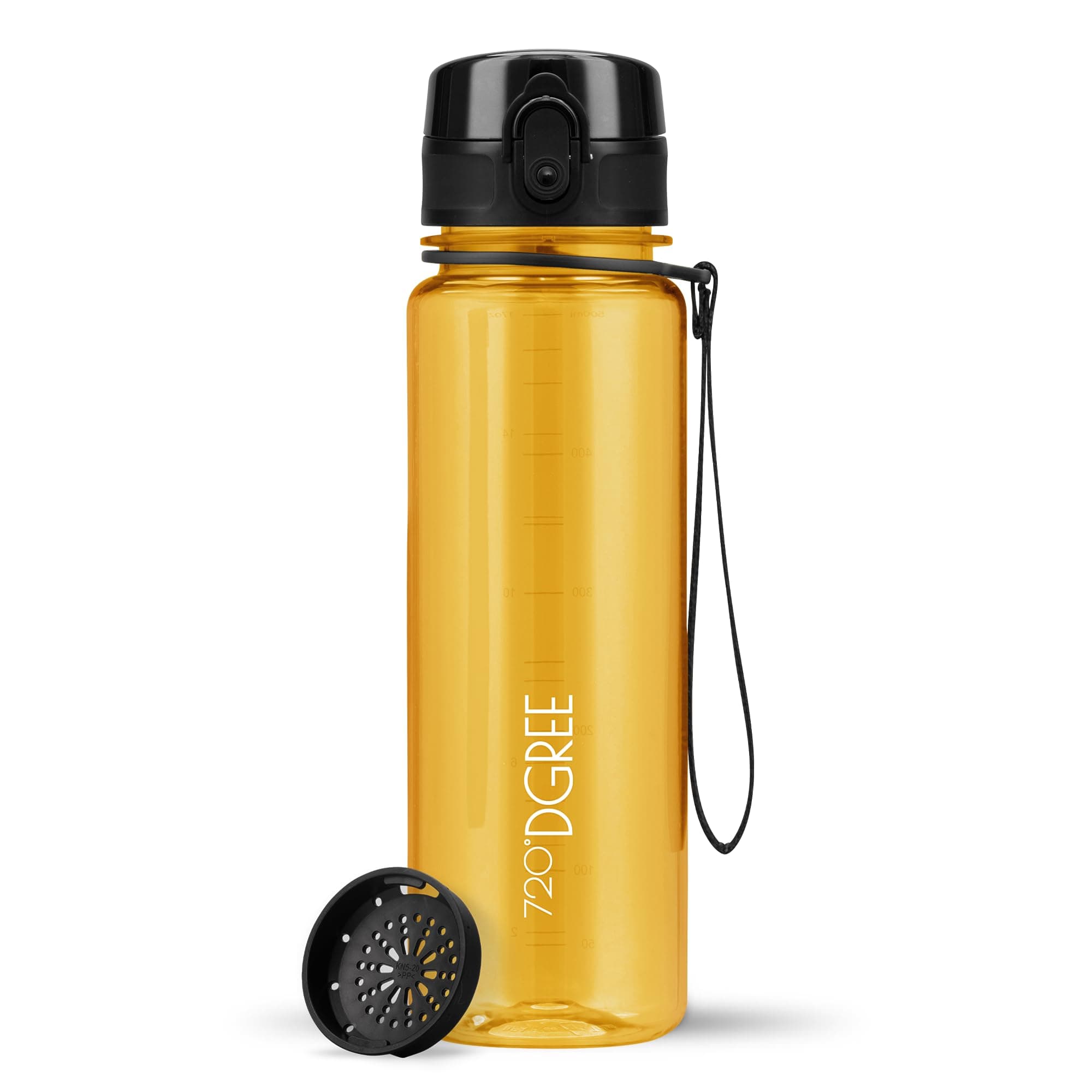 720°DGREE Kinder Trinkflasche 500ml “uberBottle“ crystalClear +Sieb - BPA-Frei, Auslaufsicher - Für Schule, Sport, Fitness - Schmale Wasserflasche aus Tritan - Leicht, Stoßfest, Wiederverwendbar