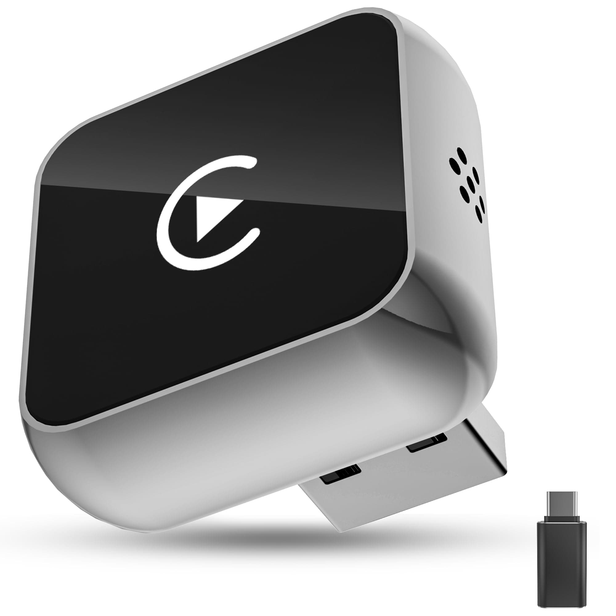 BSTOEM CarPlay sans Fil 2 en 1 pour Apple CarPlay/Android Auto, Mini Adaptateur sans Fil pour iPhone iOS 10+/Android 11+ et Plus de 2016 Voitures, Typ-C/USB, Car Play Voiture (‌Gris foncé‌) 1 pièce