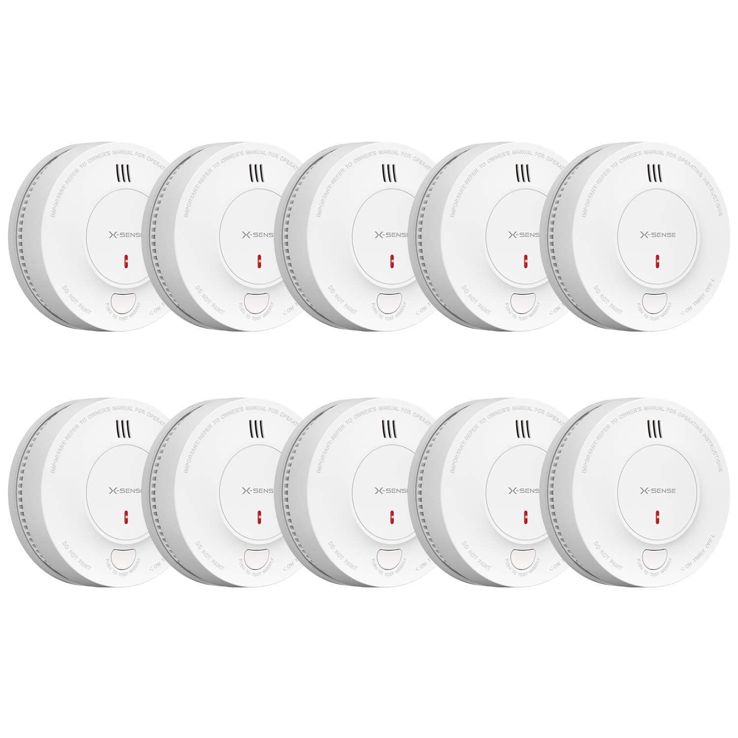 X-Sense Verbesserter Rauchmelder 10 Jahre Batterie, Feuermelder mit fotoelektrischem Sensor, EN14604 geprüfte Brandmelder, SD2J0AX, 10er Set