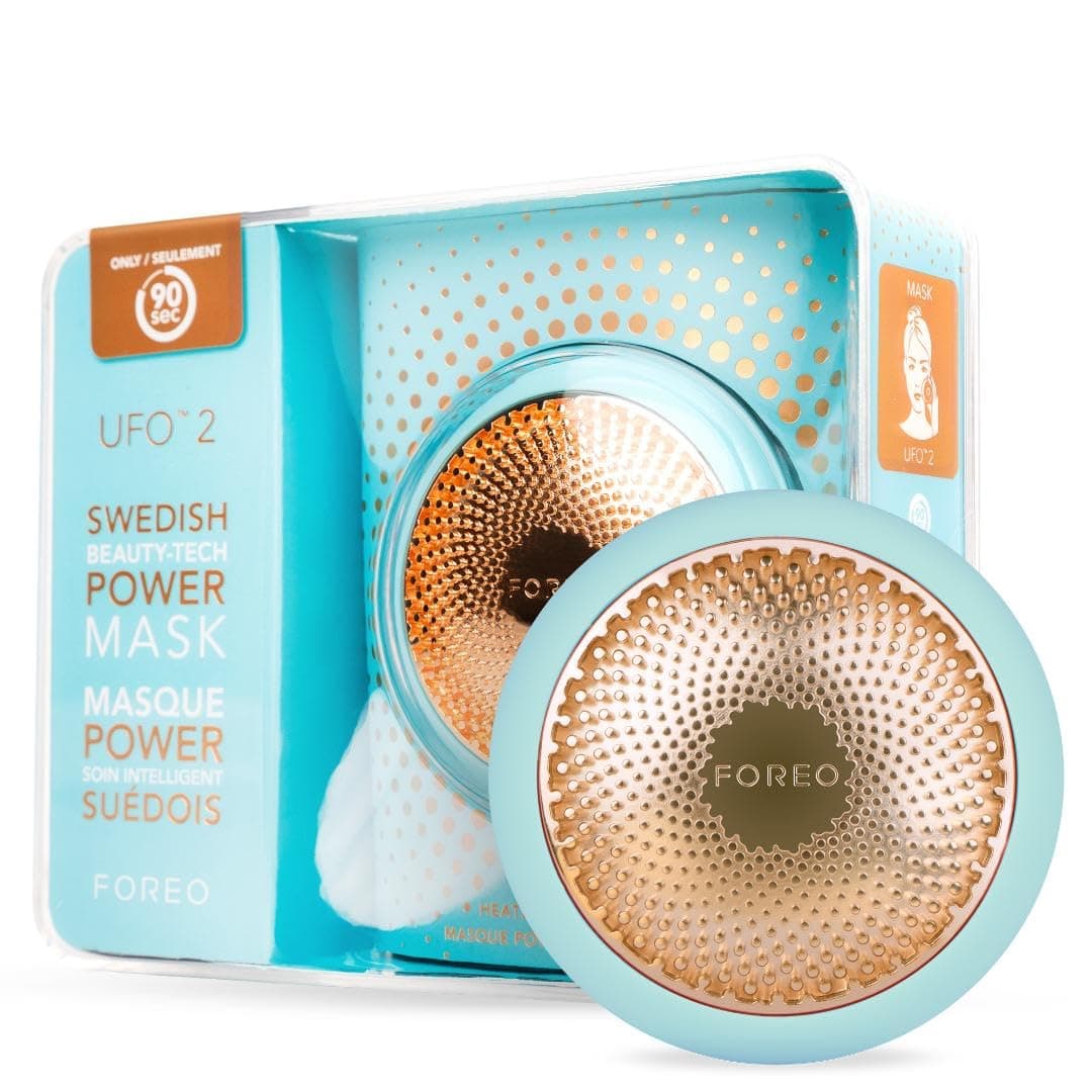 FOREO UFO 2 Tratamiento de máscara led facial, espectro completo luz led, terapia de luz led, mascarilla led facial, crioterapia, masajeador facial, aumenta absorción del cuidado facial, Mint