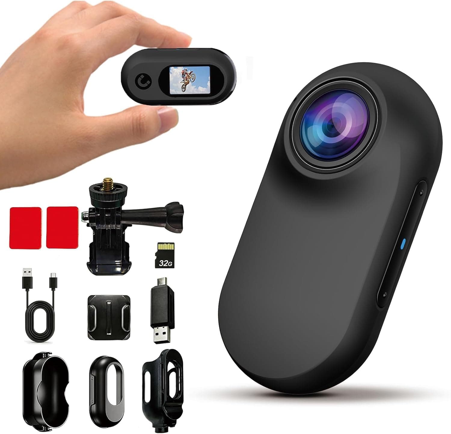 Xilecam Mini Action Cam 1080p Telecamera Animali Telecamere Nascoste da Esterno Body Cam e Accessori（Nero）