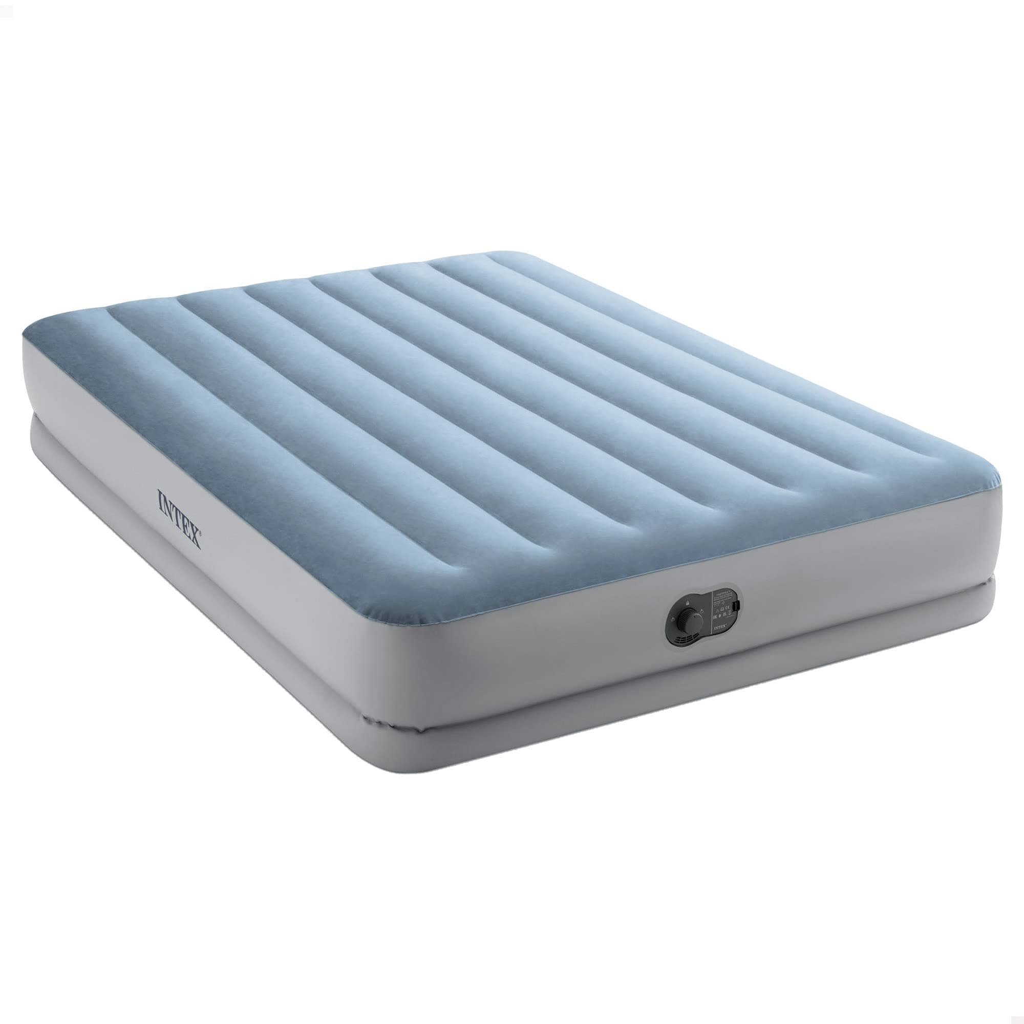 Intex 64159 Colchón Hinchable Doble, con Bomba IEléctrica USB Integrada, se Infla en Aproximadamente de 4 Minutos, Peso Máximo 272 kg, Material Flocado más PVC Laminado, 152 x 203 x 36 cm