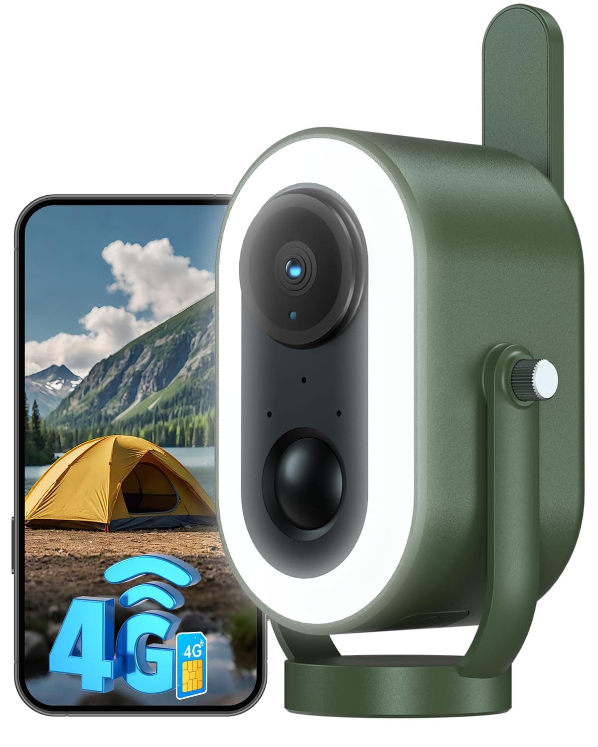 Xega 4G LTE Camping Caméra Magnétique avec Carte SIM Portable Extérieur | 2K HD Caméra de Surveillance 6,000mAh Batterie PIR Détection Humaine pour RV/Camping/Voyage/Pique-nique IP65