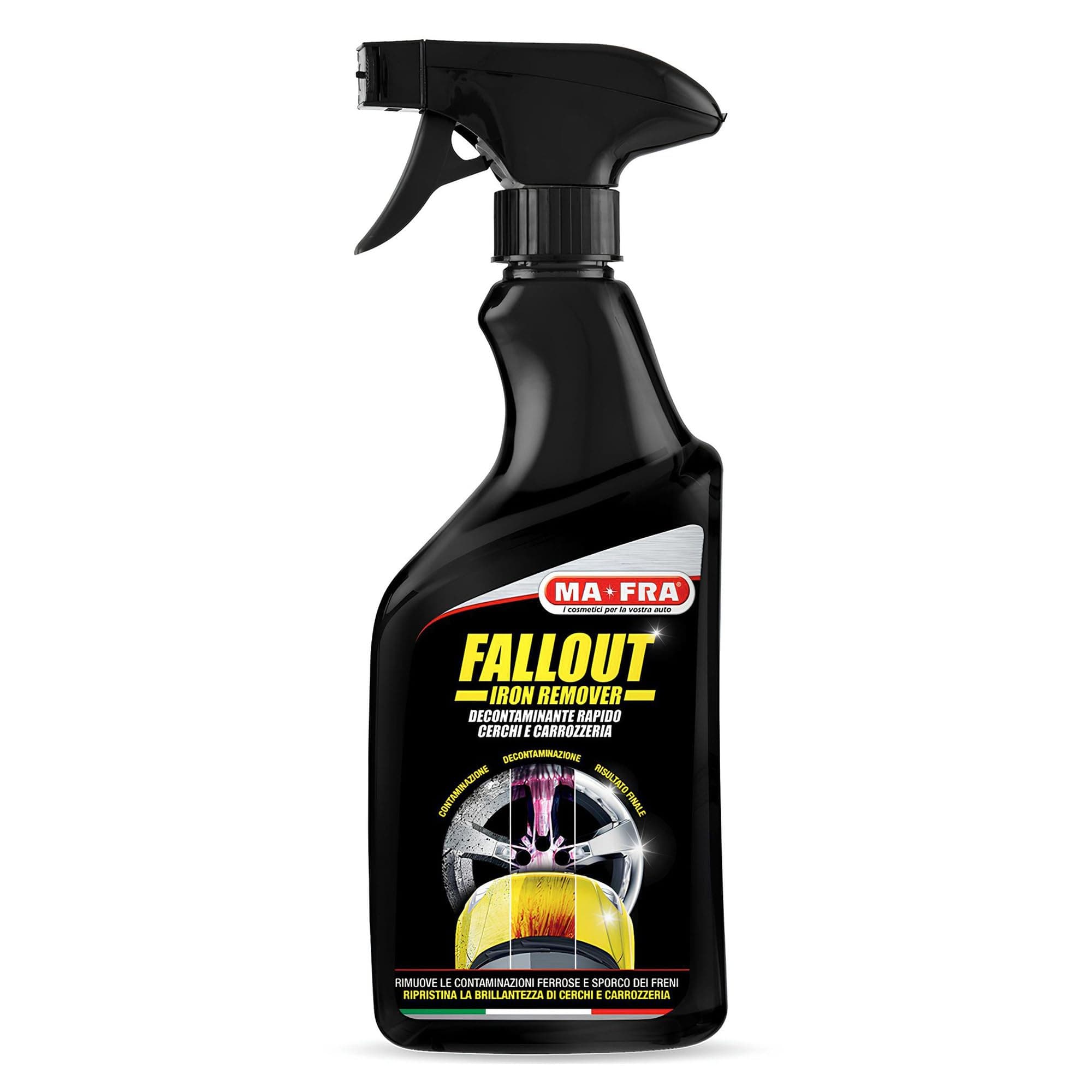 Ma-Fra Fallout Iron Remover, Decontaminante Rapido, Elimina i Residui Ferrosi dalla Carrozzeria e Cerchi in Lega Auto, Confezione da 500 ml