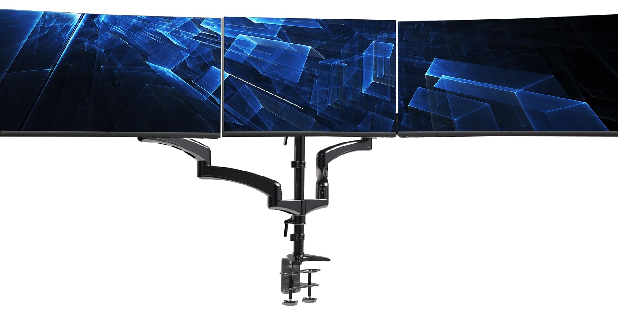 Vivo Soporte neumático Triple para Monitor para 3 Pantallas de hasta 32 Pulgadas, Totalmente Ajustable, Soporte de Escritorio Resistente con Ojal de Abrazadera en C, Negro, STAND-V300G