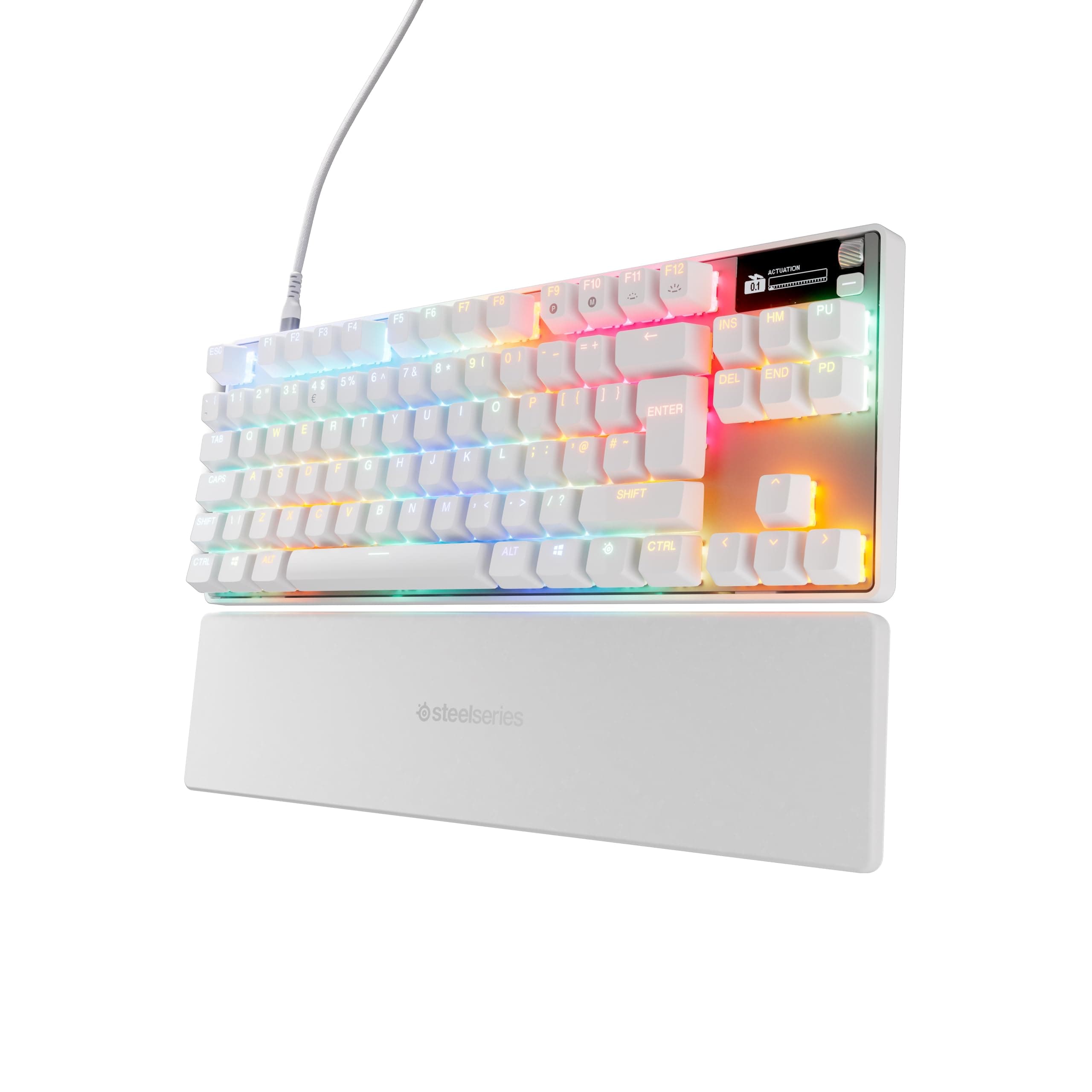 SteelSeries Apex Pro TKL Gen 3 White con Switch OmniPoint 3.0 - Attuazione regolabile - Rapid Trigger - Preset di gioco - Protection Mode - Rapid Tap/SOCD - OLED - RGB - Copritasti in PBT -UK QWERTY
