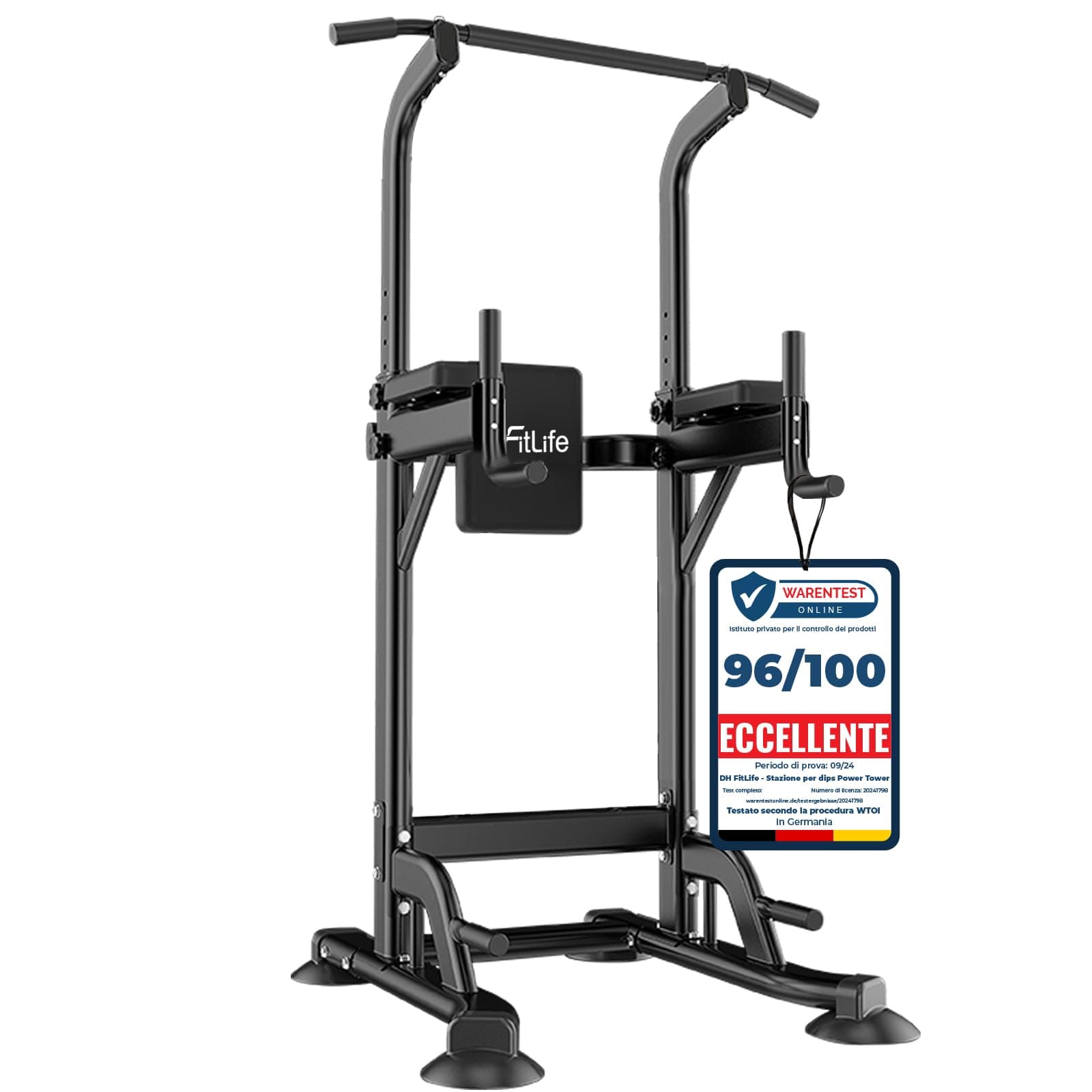 DH FitLife Power Tower Dip Station, Attrezzatura sportiva con barra per trazioni, barre e allenamento della schiena, Stazione di forza, Stazione fitness, Power Rack, Allenamento di forza a casa