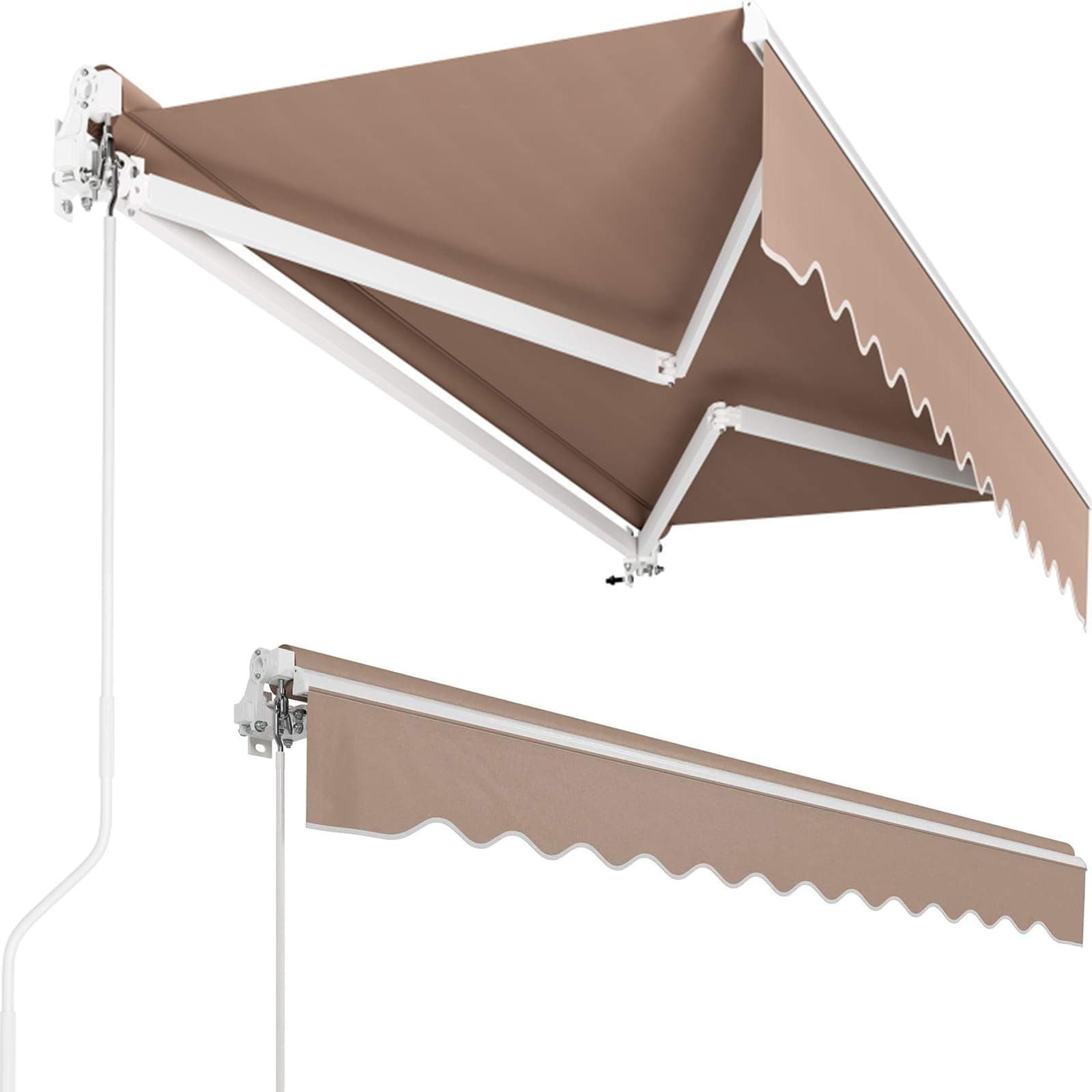 LIFERUN Tenda da Sole Manuale con Braccio Snodato 250 x 200 cm Protezione Solare Impermeabile Montaggio a Parete Manovella Regolabile in Alluminio/poliestere per Terrazze Esterne Balconi Beige