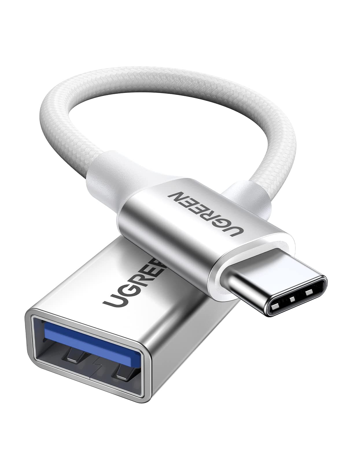 UGREEN Cavo OTG Type C a USB 3.0 Adattatore Tipo C Maschio a Femmina 5 Gbps Nylon Intrecciato Compatibile con iPhone 17 PRO Max Air iPad MacBook 2024 Galaxy S24 Huawei Xiaomi (Argento)