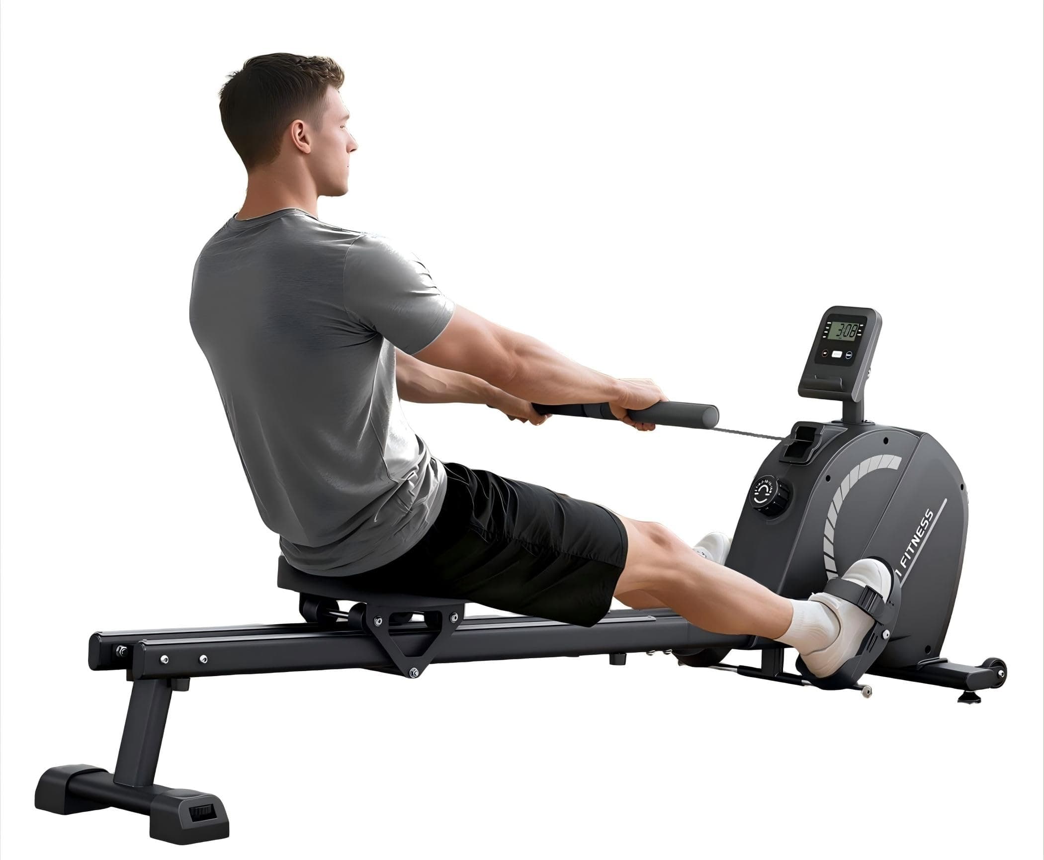 Rameur Pliable Appartement Freinage Magnétique 16 Niveaux de résistance Silencieux avec APP Exclusive, Rameur Magnétique Support de Tablette Assemblage Facile