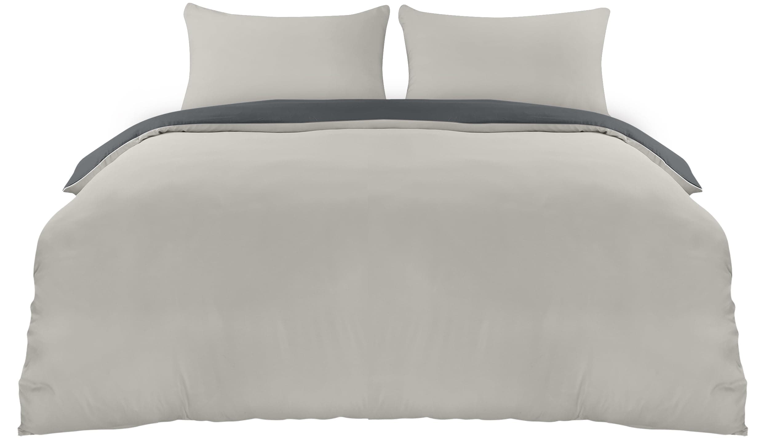 Utopia Bedding Copripiumino Una Piazza e Mezza - Microfibra Copripiumino 200x200cm + Federe 50x75cm - Grigio Scuro/Grigio Chiaro