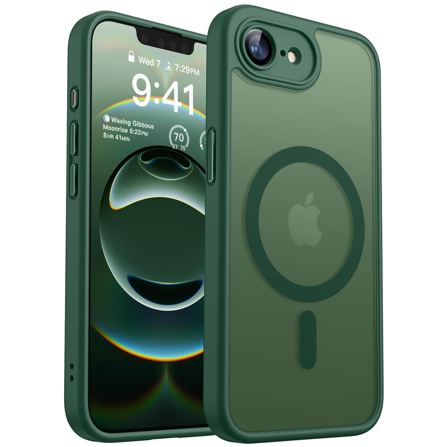 CANSHN Magnetica Cover per iPhone 16e/iPhone 17e(6.1 Pollici),Compatibile con MagSafe, [Protezione Completa Della Fotocamera] Custodia Traslucida Opaca Protettiva Sottile Antiurto,Verde Profondo