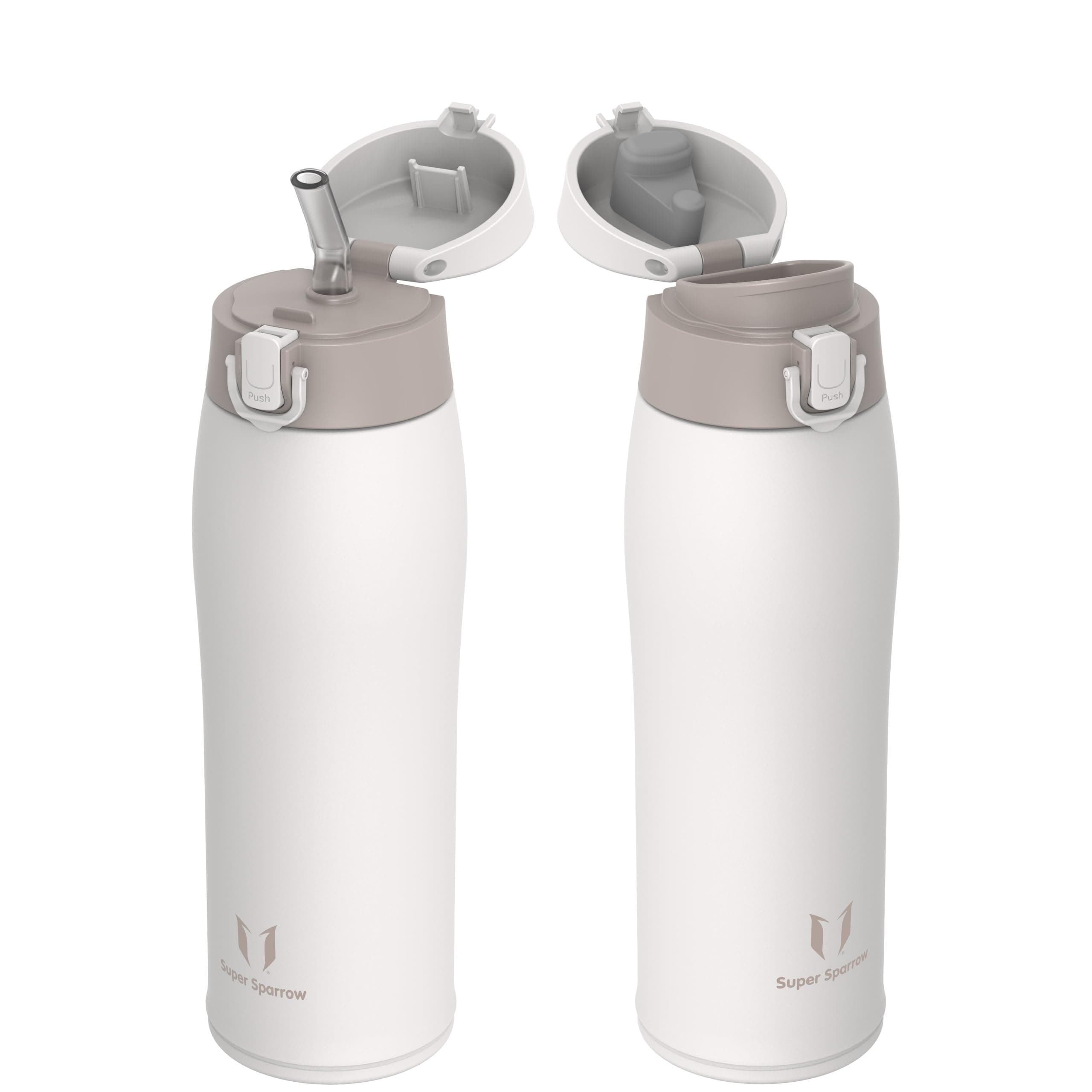 Super Sparrow Botella Agua Acero Inoxidable - Botella Termica - 350ml / 500ml / 750ml / 950ml - Termo Sin BPA, Botella de agua para niños - Incluye 2 Tapas : con Pajita y con Boquilla