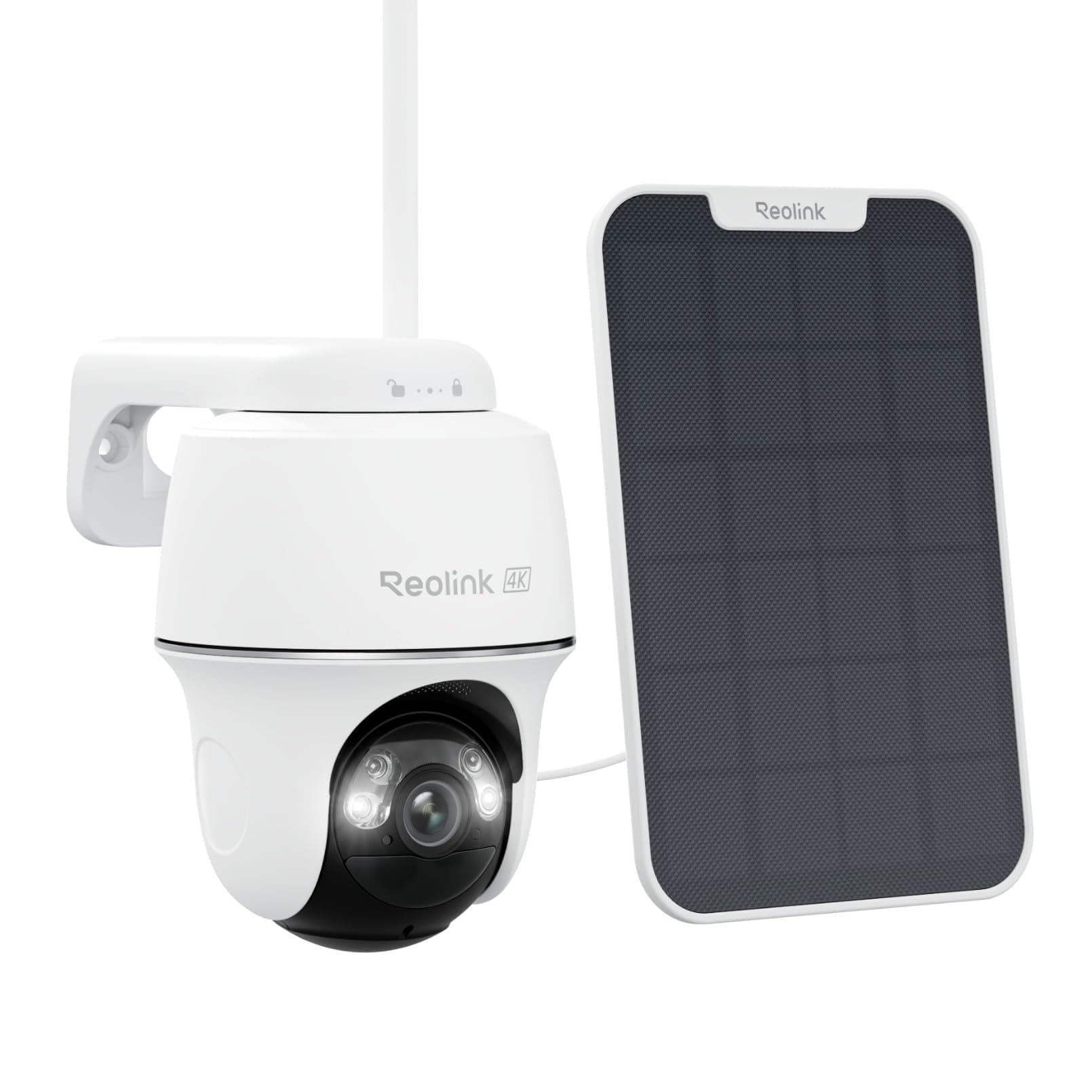 Reolink 4K Telecamera Wi-Fi Esterno con Batteria e Pannello Solare, 360° PTZ Senza Fili, 2,4/5 GHz WiFi, Rilevamento Uomo/Auto/Animale, 8MP Visione Notturna a Colori, Sirena/SD/Cloud, Argus PT Ultra