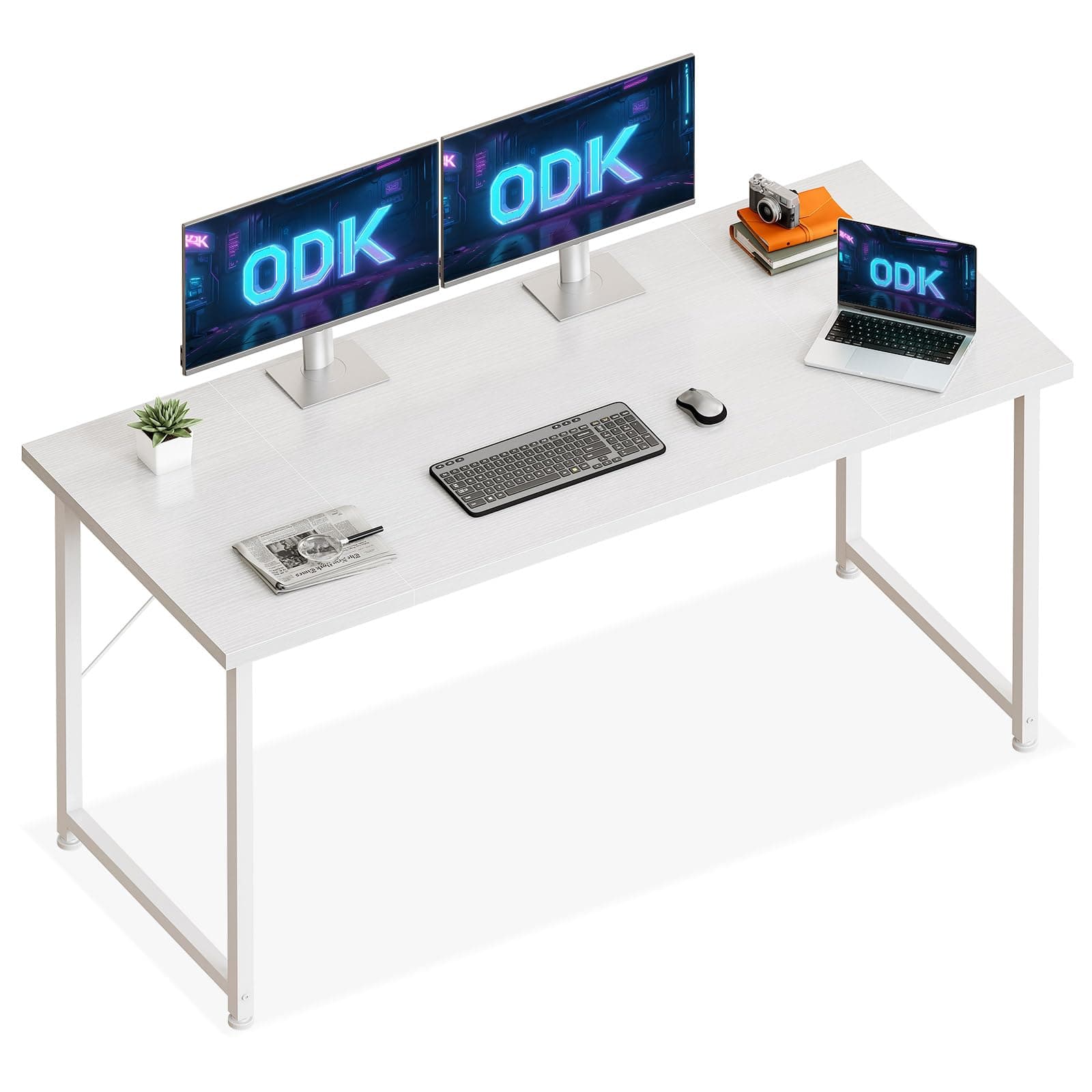 ODK Escritorio, 140x50cm Mesa Oficina Mesa de Estudio Mesa Ordenador con Pies Ajustables Mesa para Oficina, Dormitorio, Blanco