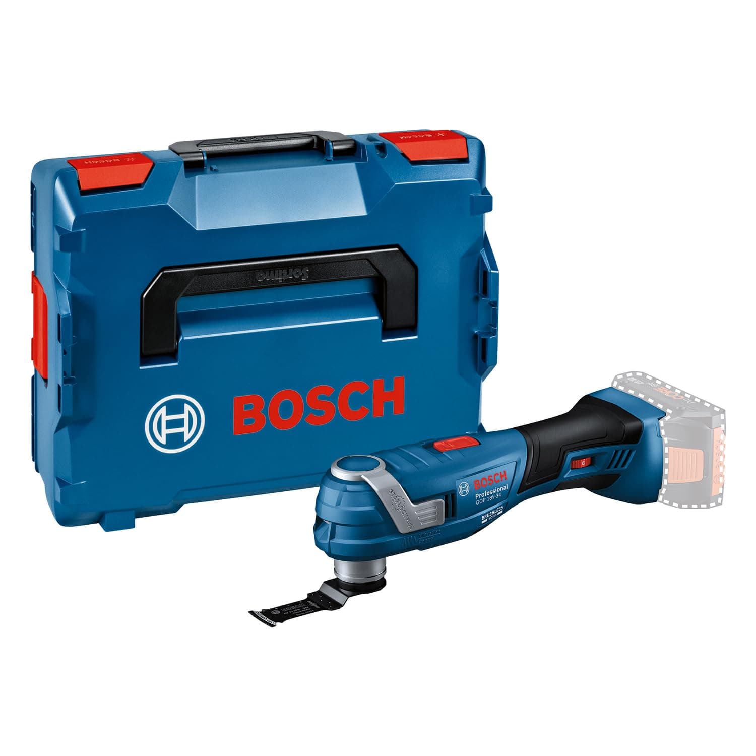 Bosch Professional 18V System découpeur-ponceur sans-fil GOP 18V-34 (moteur sans charbon, Vibration Control, poignée fine de 180 mm, avec 1 lame de scie, dans L-BOXX)