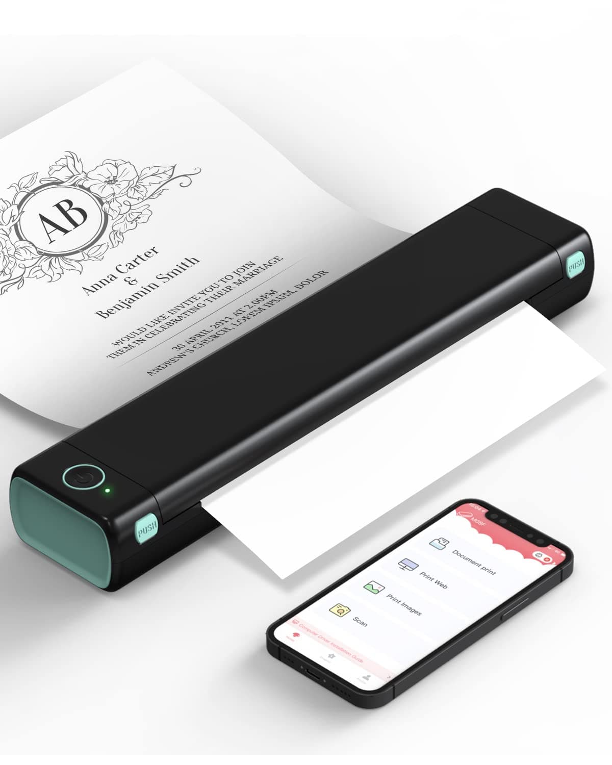 Phomemo M08F Imprimante Portable, Imprimante Compacte Thermique sans Encre, Compatible avec Les Bluetooth avec Smartphone, USB avec Tablette/Mac