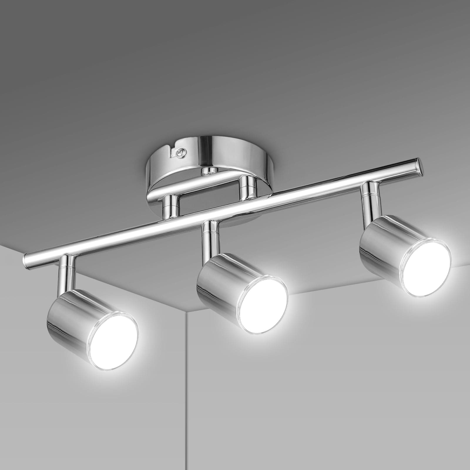 URAQT Faretti da Soffitto Orientabili, Faretti LED da Soffitto con 3 Attacco GU10, Lampadario Faretti LED Soffittos, Moderna Faretto da Parete Interno per Barra, Cameretta, Cucina, Senza Lampadina