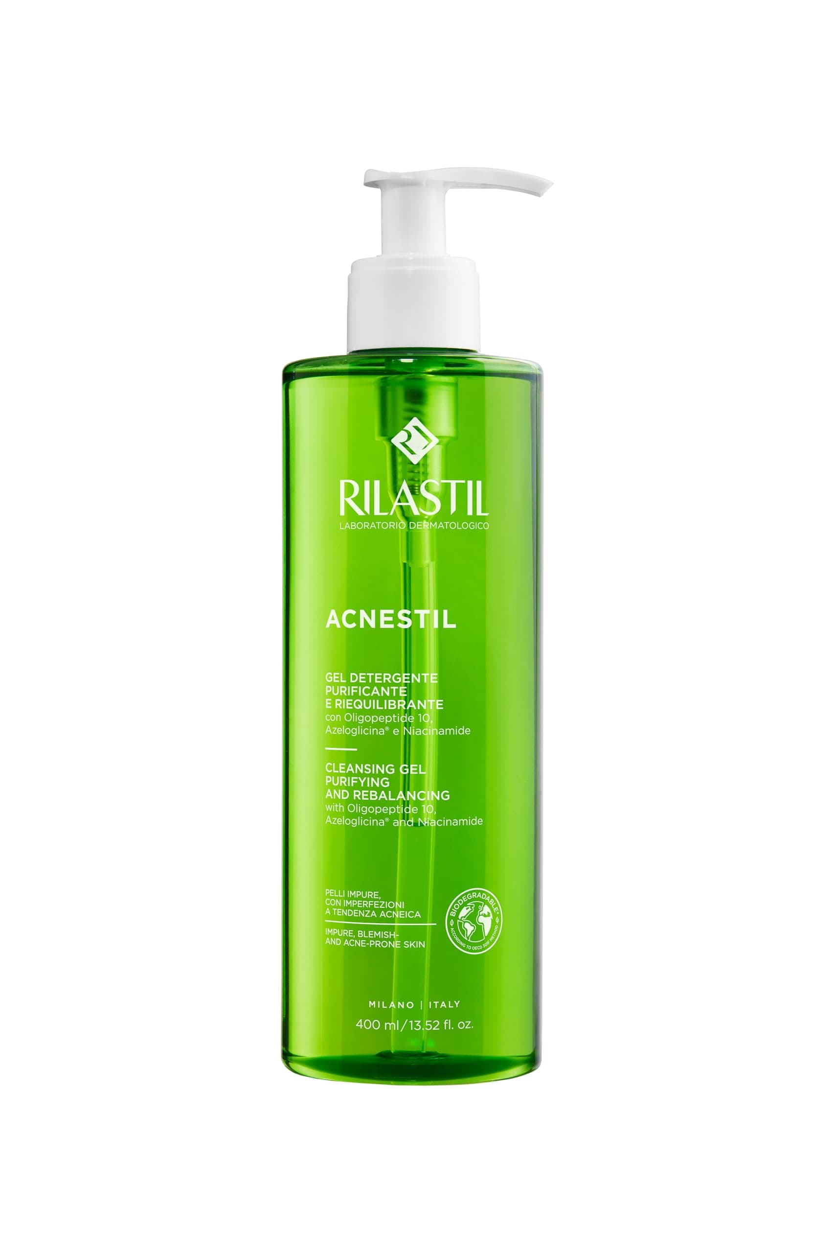 Rilastil Acnestil Gel Detergente Purificante e Riequilibrante per Pelli Miste Grasse con Tendenza Acneica Confezione