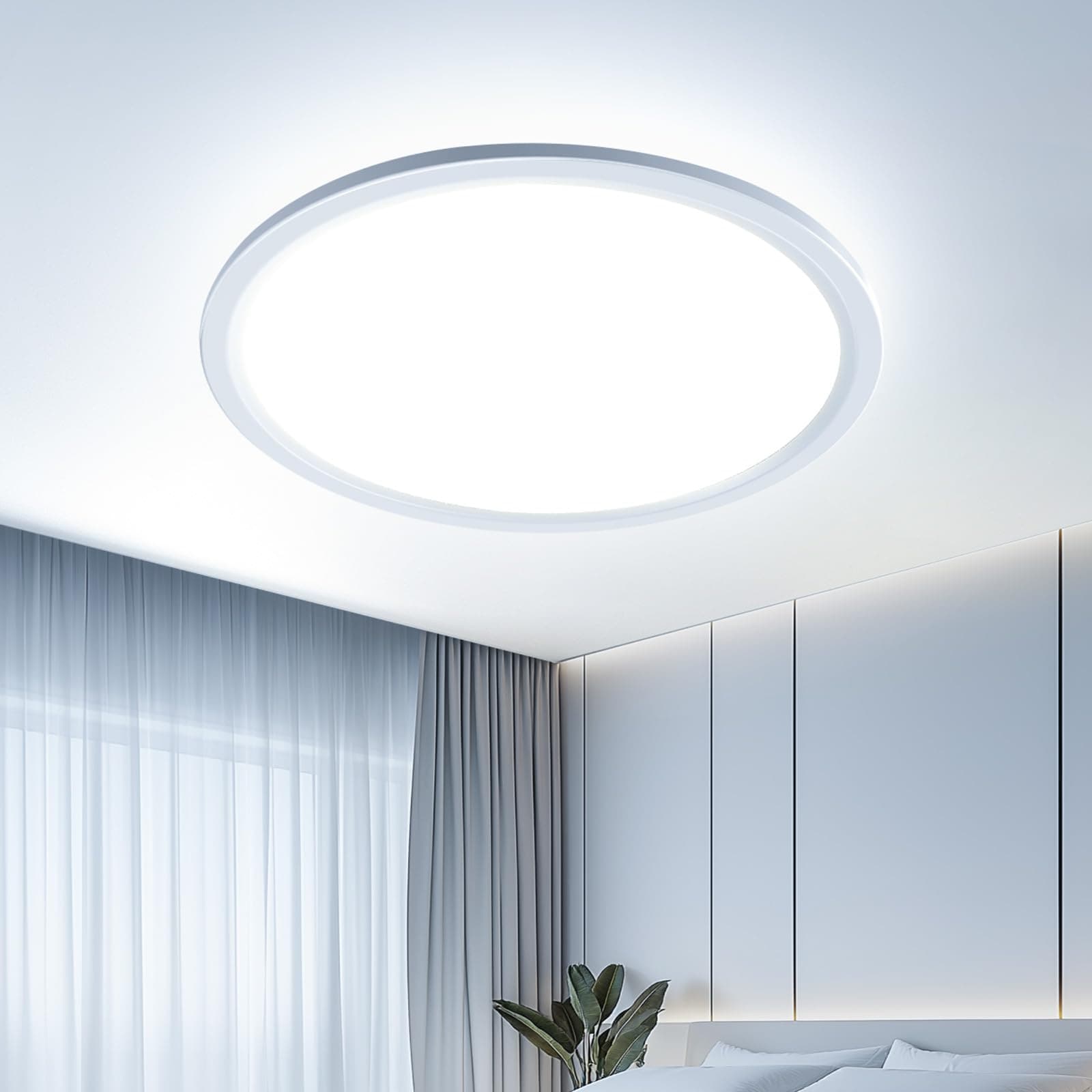 EASY EAGLE Plafoniera LED Soffitto 40 CM: Pannello Lampada da Soffitto 6500K, Lampadario LED Soffitto Moderna per Camera Cucina Bagno Garage Ultra Sottile, 48W, Bianco