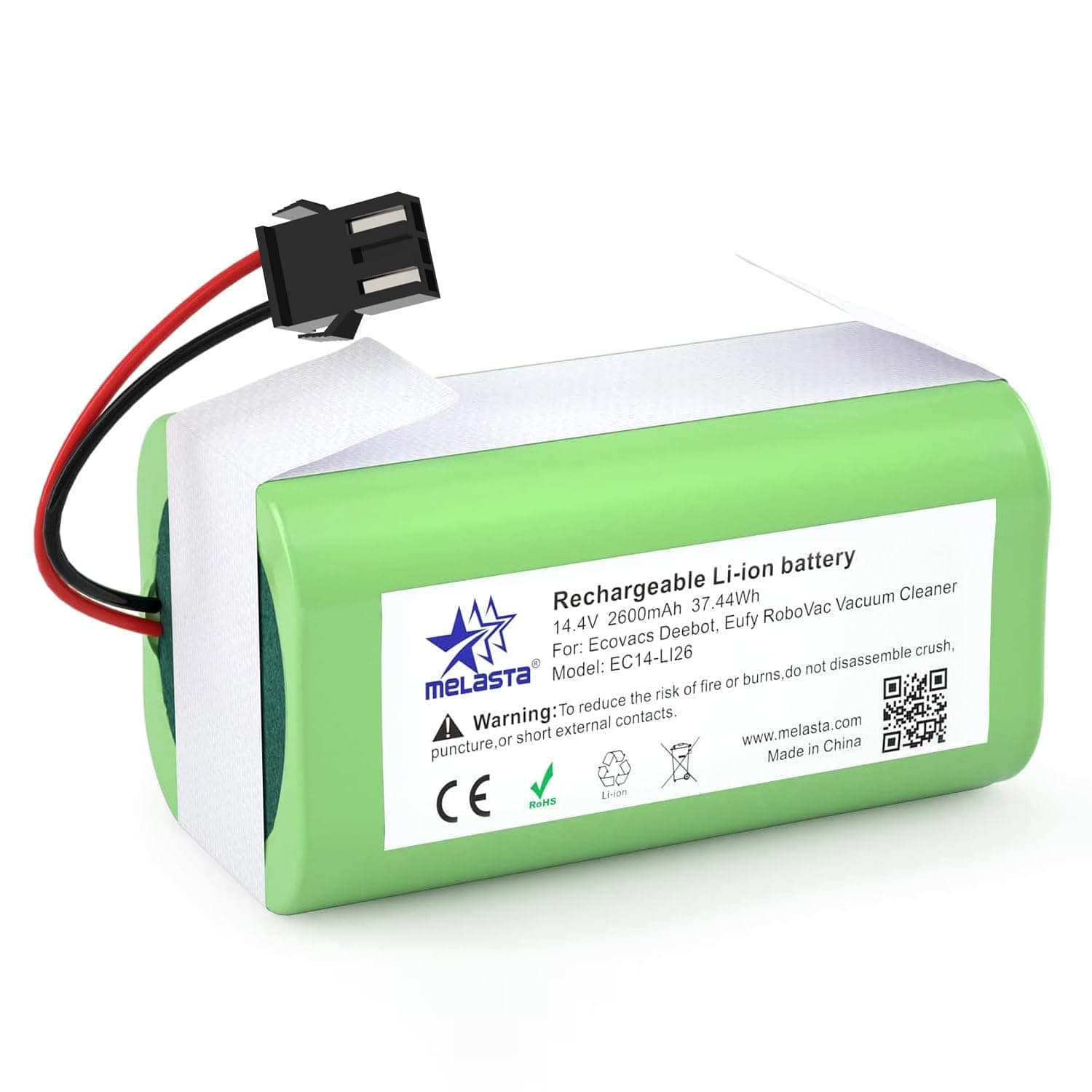 14.4V 2600mAh Li-Ion Batería de Reemplazo para Conga Excellence 950 990 1090 1790 1990 Ecovacs Deebot N79 N79S DN622, Eufy RoboVac 11,11S,12,15C 15T,30,30C,35C, IKOHS NETBOT S14 S15