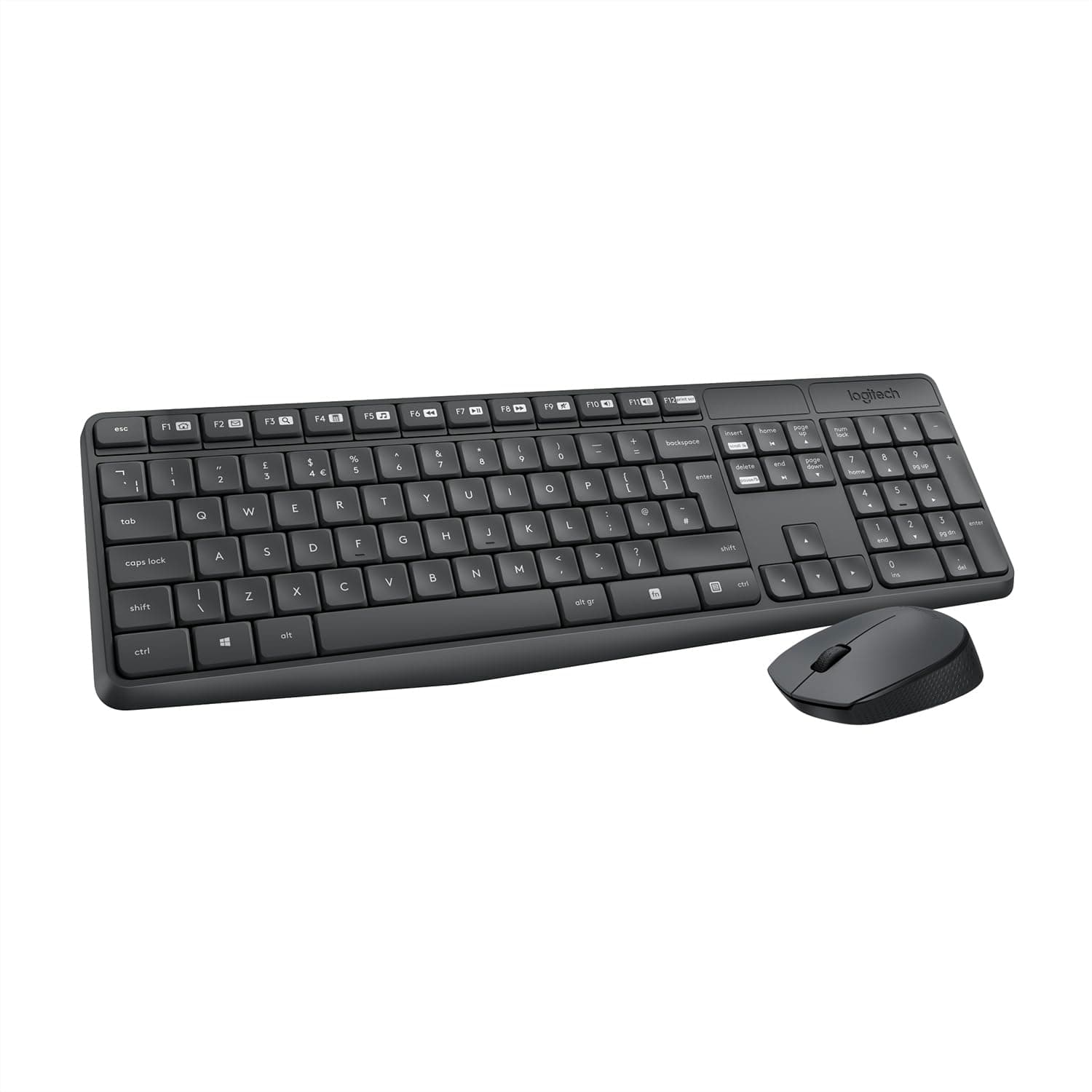 Logitech MK235 Combo con Teclado y Ratón Inalámbrico para Windows | Receptor USB Inalámbrico de 2,4 GHz, 15 teclas FN, Batería de Larga Duración, PC, Portátil, Disposición QWERTY Español - Gris