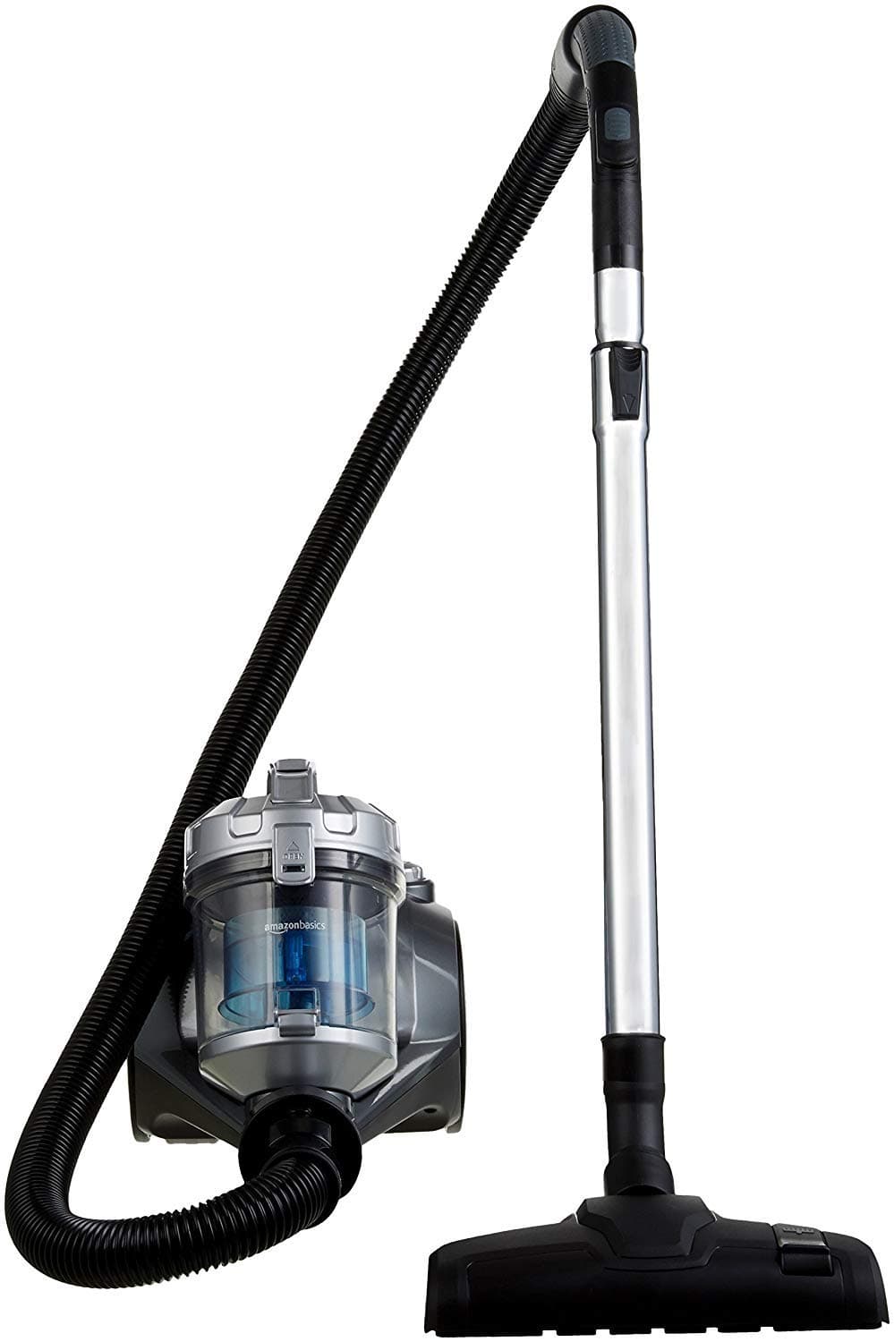 Amazon Basics Zylinder-Staubsauger, leistungsstark, kompakt und leicht, ohne Beutel, für Hart- und Teppichböden, HEPA-Filter, 700 W, 1,5 l, EU, Schwarz/Blau