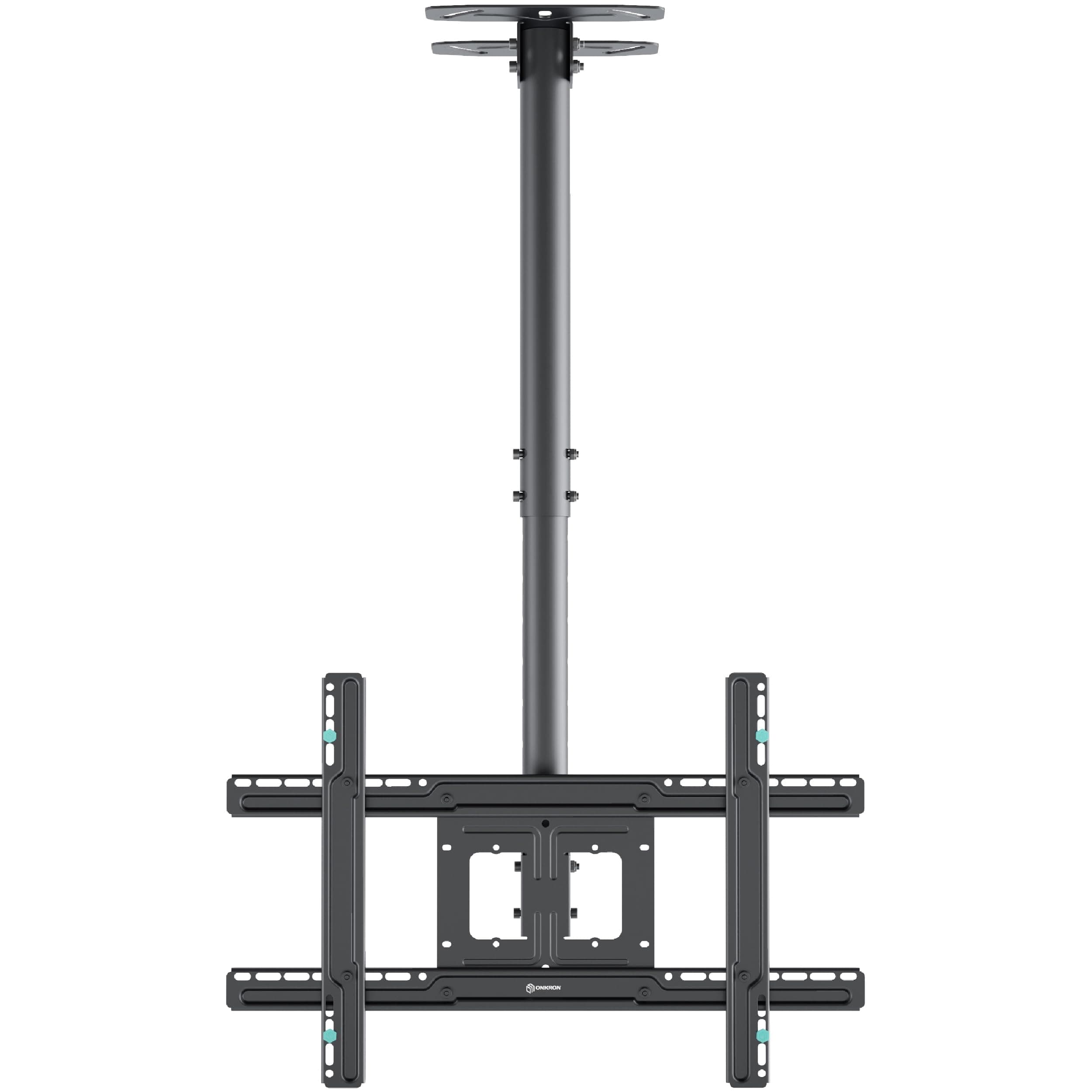 ONKRON Support TV Plafond Long pour 32" - 80" Ecran, Bras Articulé TV Plafond Poids de 68,2 kg, Bras Television Mural VESA 100x100-600x400, Support Plafond TV Inclinable Pivotant Noir N2L-B