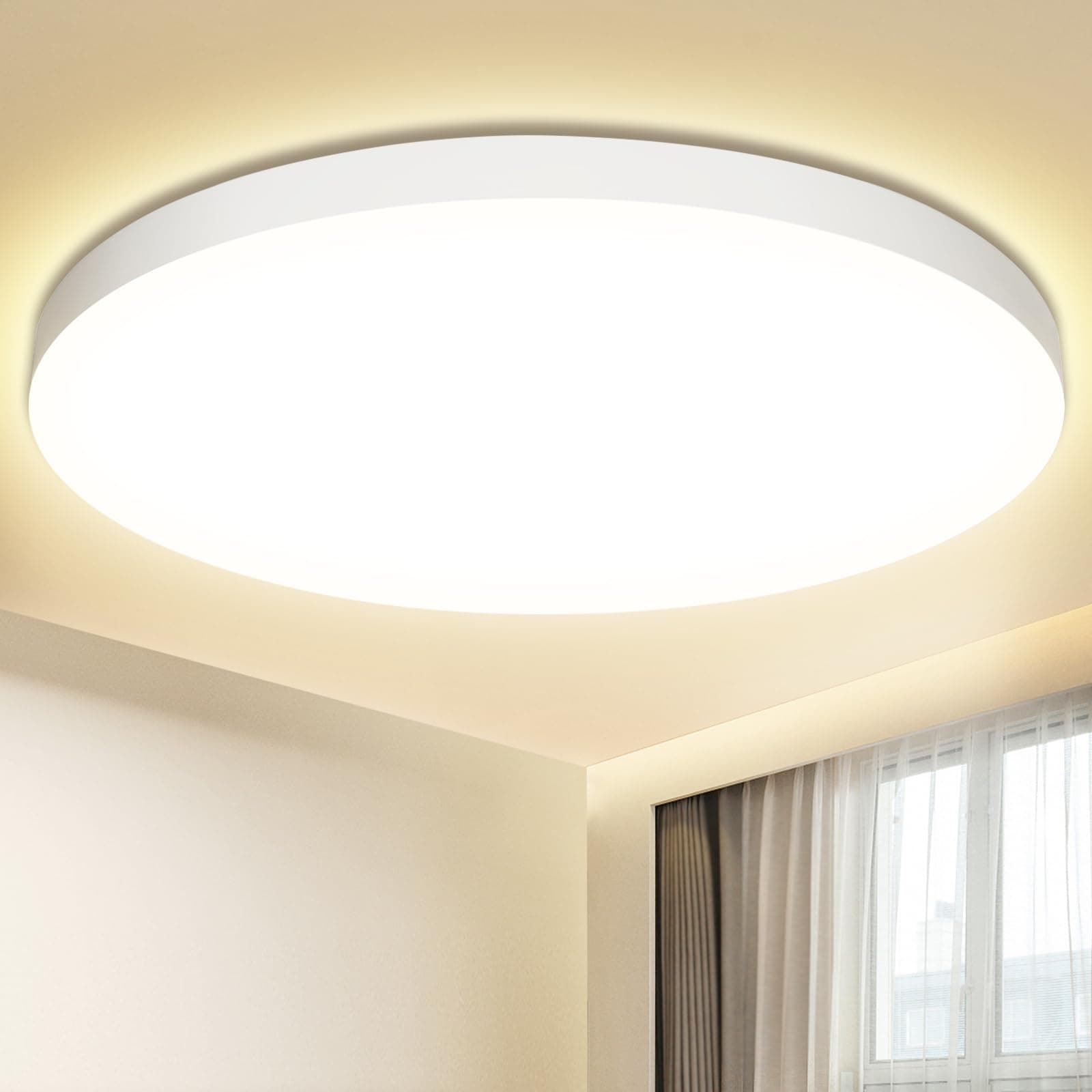 Plafoniera LED Soffitto 24W Lampada da Soffitto 4000K 2000LM Plafoniera Bagno IP44 Impermeabile Ø28CM Rotonda Lampadario LED Moderna Luce Soffitto per Cameretta, Soggiorno, Cucina, Balcone, Corridoio