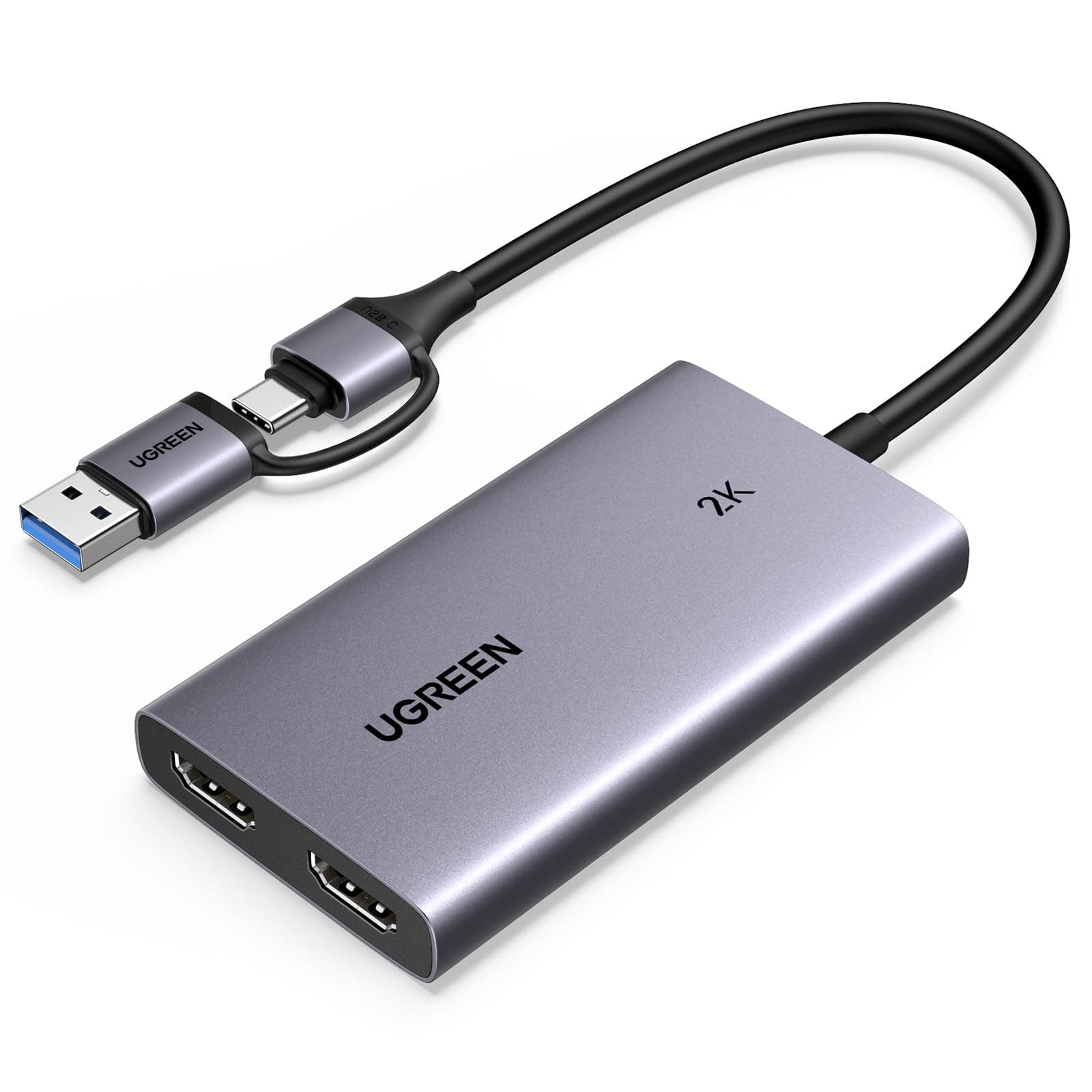 UGREEN Video Capture Card, HDMI auf USB 3.1 Gen 1 Video Capture Card mit 2K 30Hz Aufnahme und 4K 30Hz Loop-Out, für DSLR,Switch,PS5, Windows8.1/10/11, MacOS, Linux, Live-Streaming und Aufzeichnung