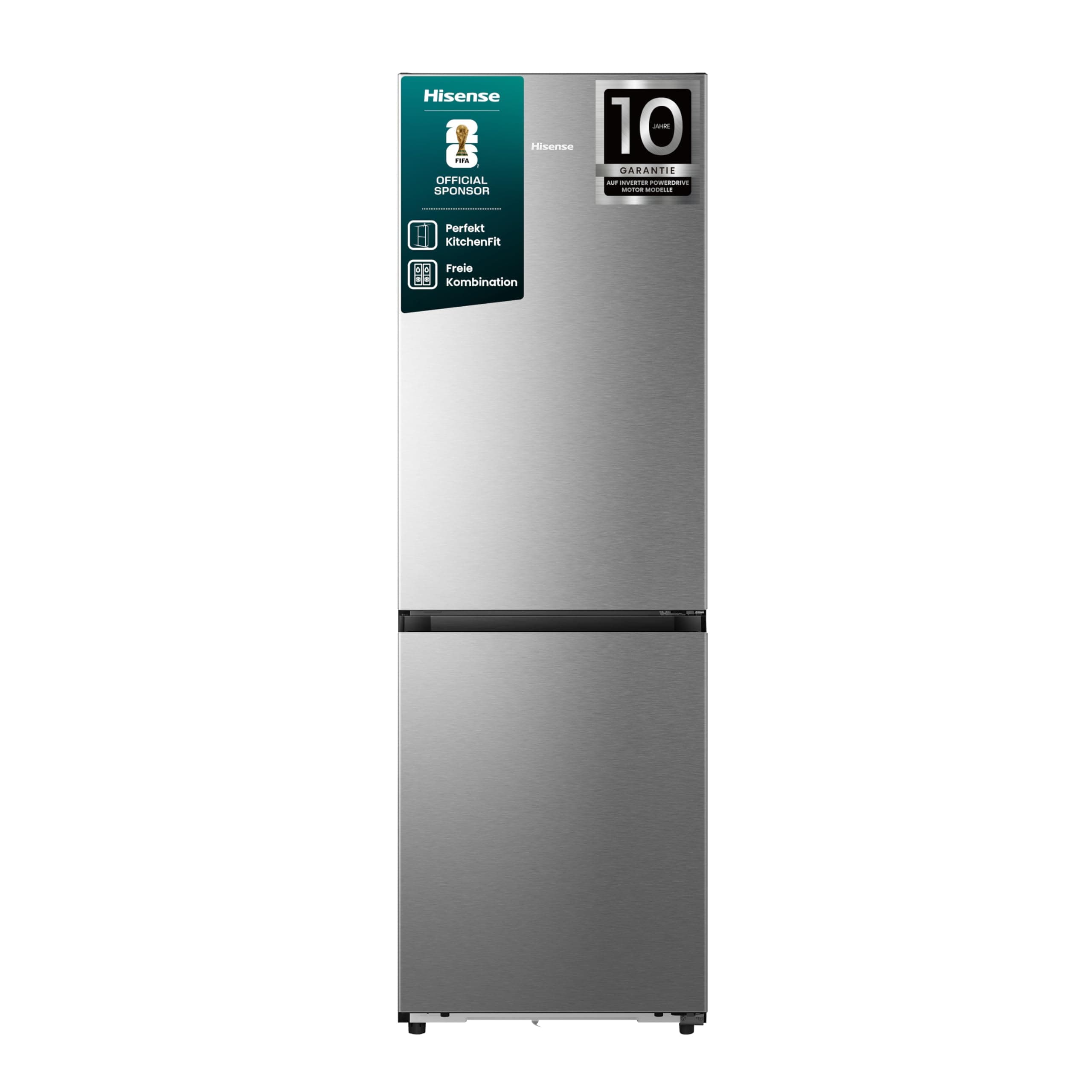 Hisense RB3K330SAIC Kühl-Gefierkombination/Kitchen-Fit/Moisture FreshCrisper/ 0°C Fresh Box/Boden-Kühlsystem/ConnectLife/ 330L(215+115)/ Premium/BxHxT:59,5×187,3×59cm/Edelstahl [Energieklasse C]