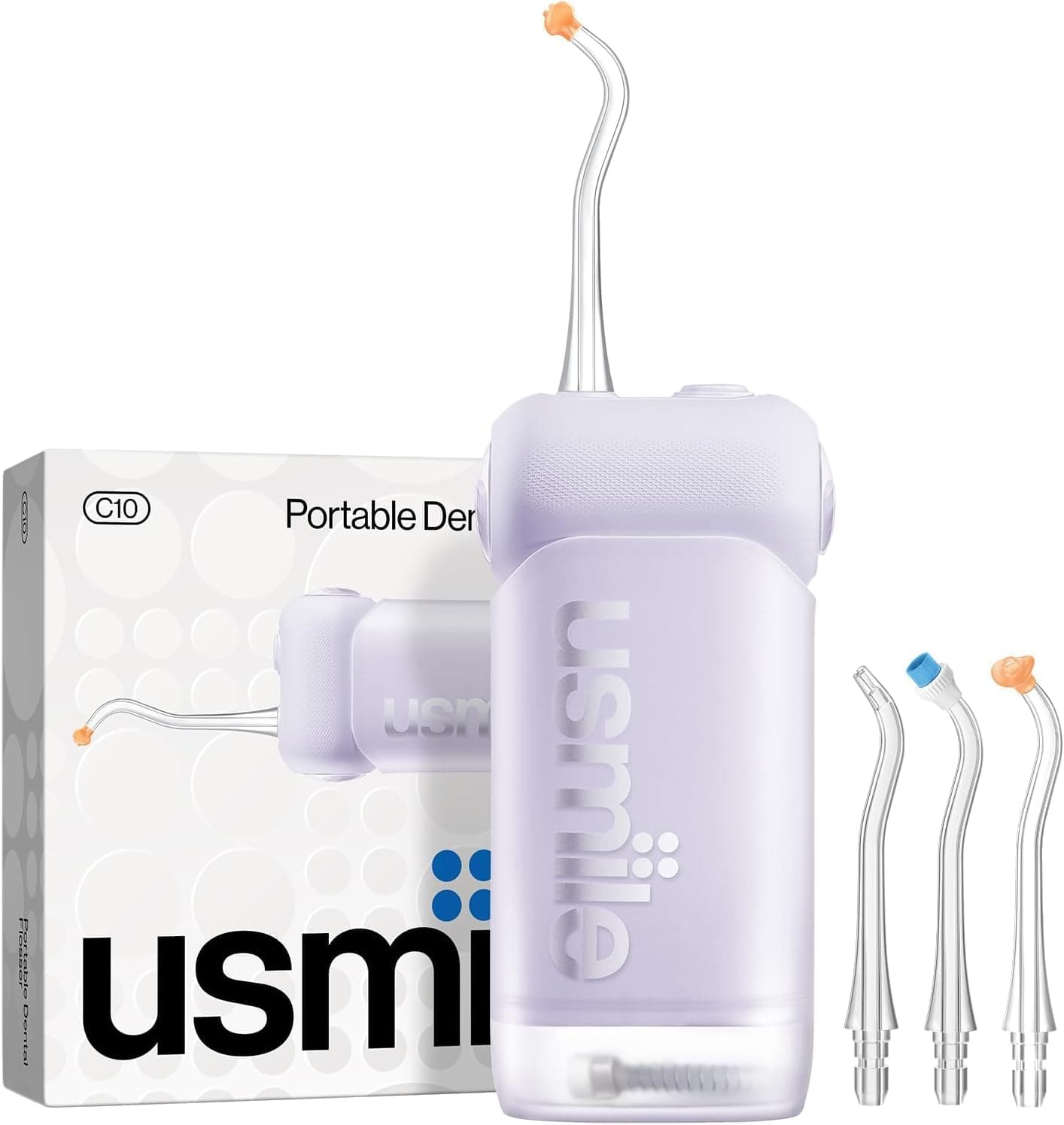 usmile C10 Irrigador Dental de Viaje, 95 Días de Autonomía, Púrpura | Depósito de 180 ml, 4 modos, boquilla 360°, IPX7, irrigador inalámbrico para ortodoncia, implantes y dientes sensibles