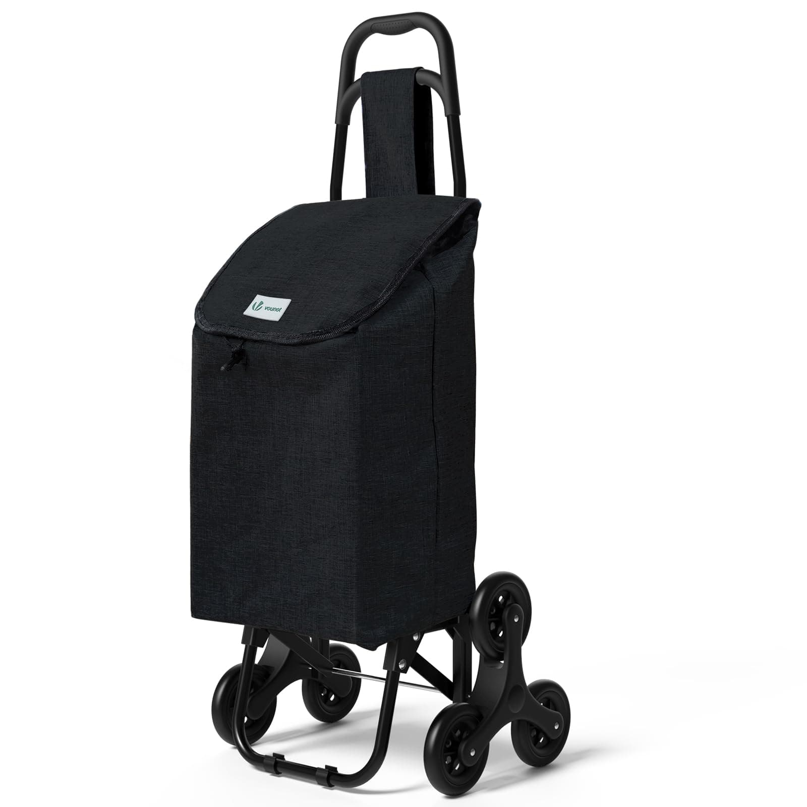 VOUNOT® Chariot de Courses 6 Roues avec Compartiment Imperméable Chariot Marché Pliable 2 en 1 Sac en Oxford Caddie à roulettes Chariot Montant Escalier Noir