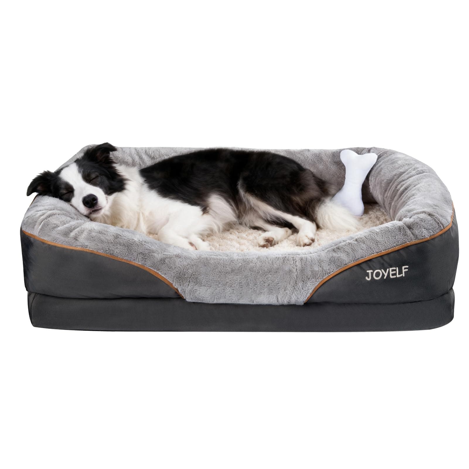 JOYELF Large Cama de Espuma viscoelástica para Perros, Cama ortopédica para Perros y sofá con Funda extraíble Lavable y Juguetes chirriadores como Regalo