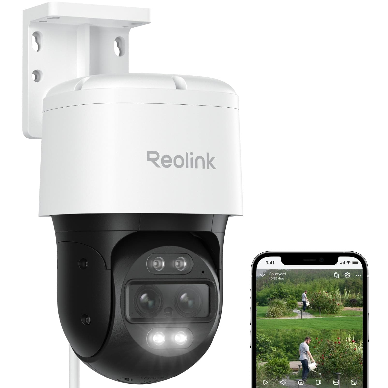 Reolink 4K 8MP PTZ Camara Vigilancia PoE Doble Lente con Zoom Híbrido 6X, 355° Pan y 90° Tilt, Color Visión Nocturna, Detección Inteligente, Seguimiento Automático, Audio Bidireccional, TrackMix PoE