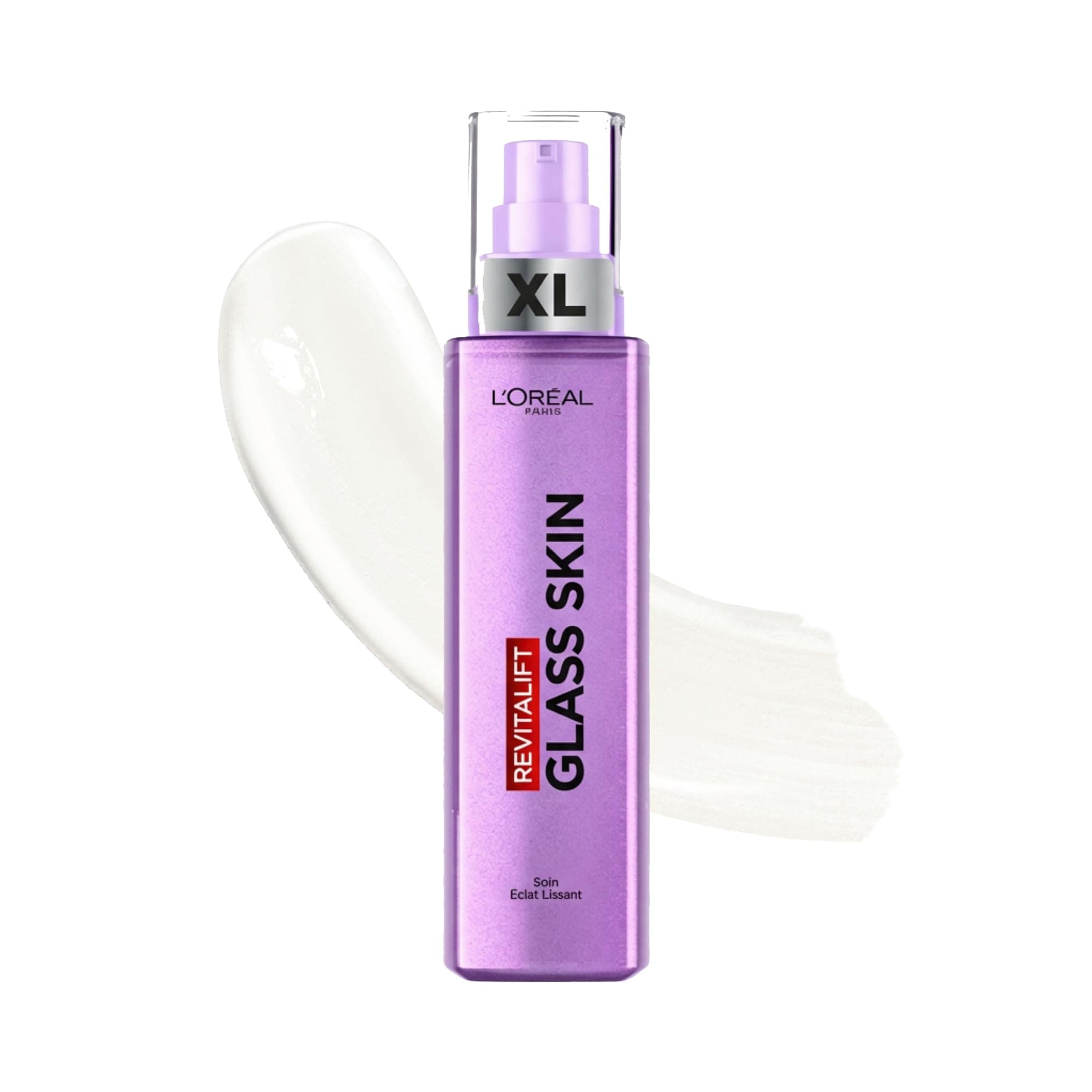 L'Oréal Paris - Soin Éclat Lissant Visage – Crème Liquide Hydratation glass skin - À l'Acide Hyaluronique & Vitamines B5 et Cg + B3 - Tous Types de Peau - Revitalift Filler Glass Skin - 70 ml