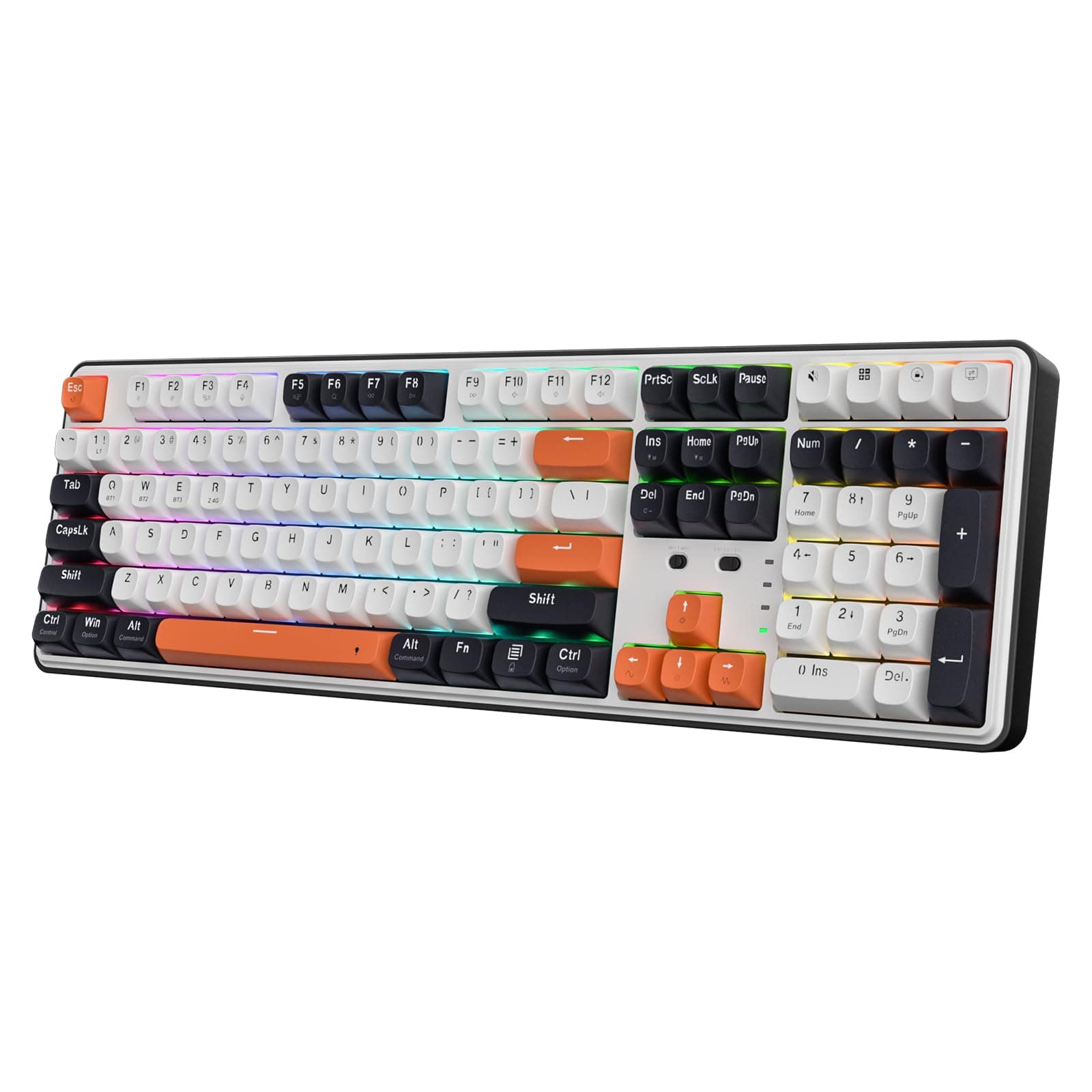 Redragon K689 PRO Kabellose RGB-Gaming-Tastatur, 104 Tasten + 4 zusätzliche Hotkeys, mechanische Tastatur mit Hot-Swap-Sockel, 3-lagiger Geräuschdämpfung, runden PBT-Tastenkappen, linearen Schalter