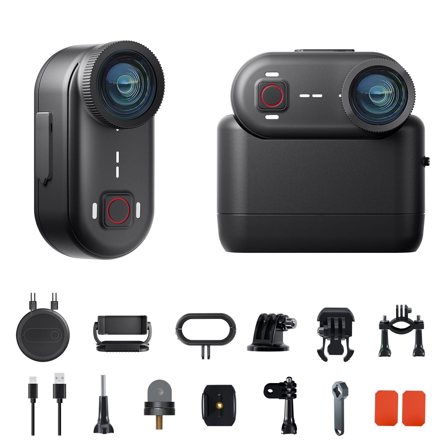 Apexcam K80 Pequeña Cámara Deportiva con Memoria integrada de 128GB 4k WiFi Portable Vlogging Cámara con EIS 10M Impermeable Cámara Acuática con Grabación en Bucle y 1300mAh Expansion Module