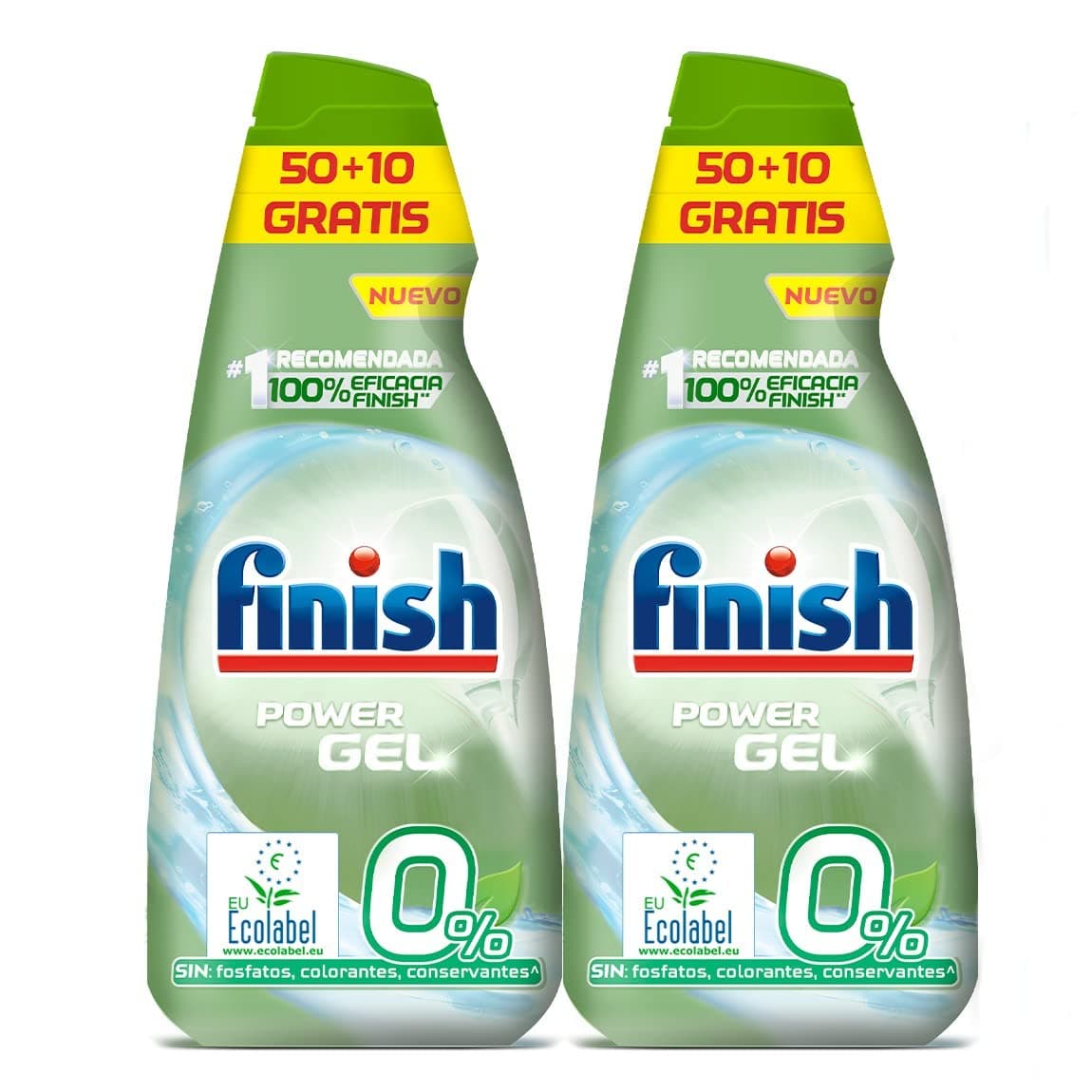 Reckitt Finish Power Gel 0% Detergente Gel Lavavajilla con Certificado Ecológico, 2 unidades - 120 Dosis