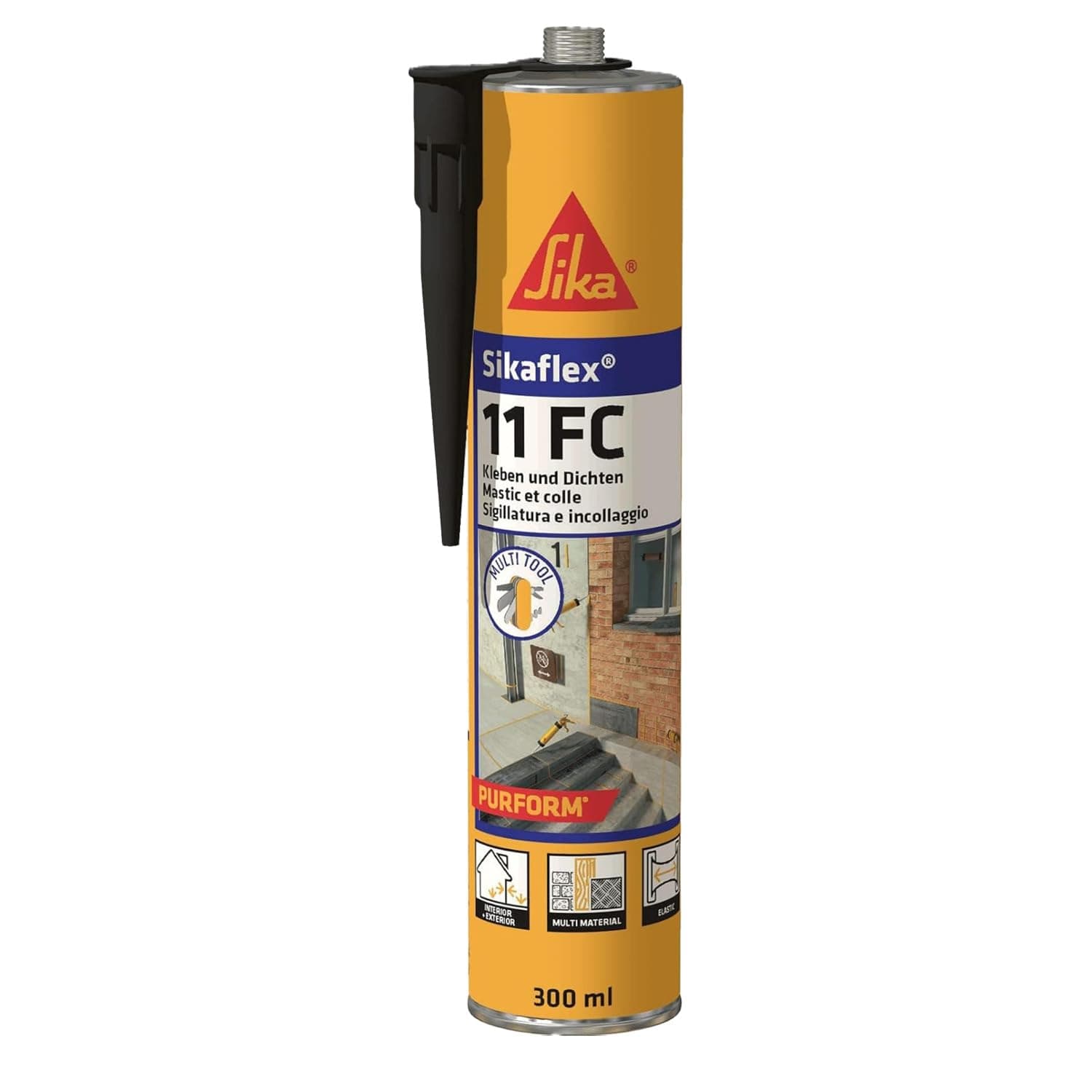 Sika – Kleb- und Dichtstoff – Sikaflex-11 FC Purform - Schwarz – Elastisch - Geeignet für alle übliche Baustoffe – Lösemittelfrei und emissionsarm – 300 ml
