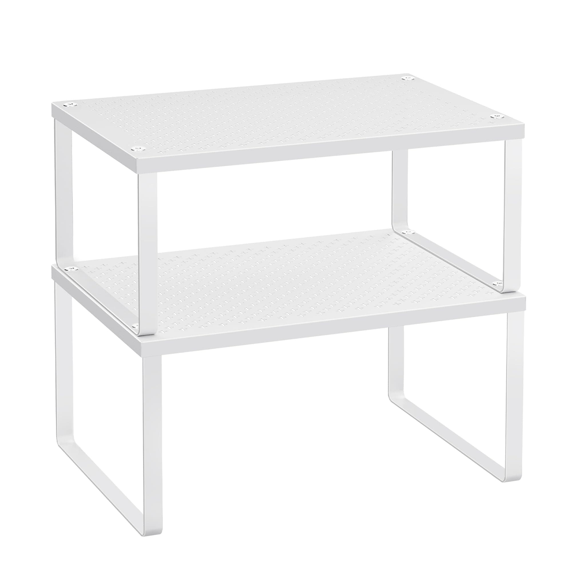 SONGMICS Gewürzregal, 2er Set, Küchenregal, Küchen-Organizer, Küche, Gewürzhalter, erweiterbar, stapelbar, kleines Regal, Metall, weiß KCS01WT