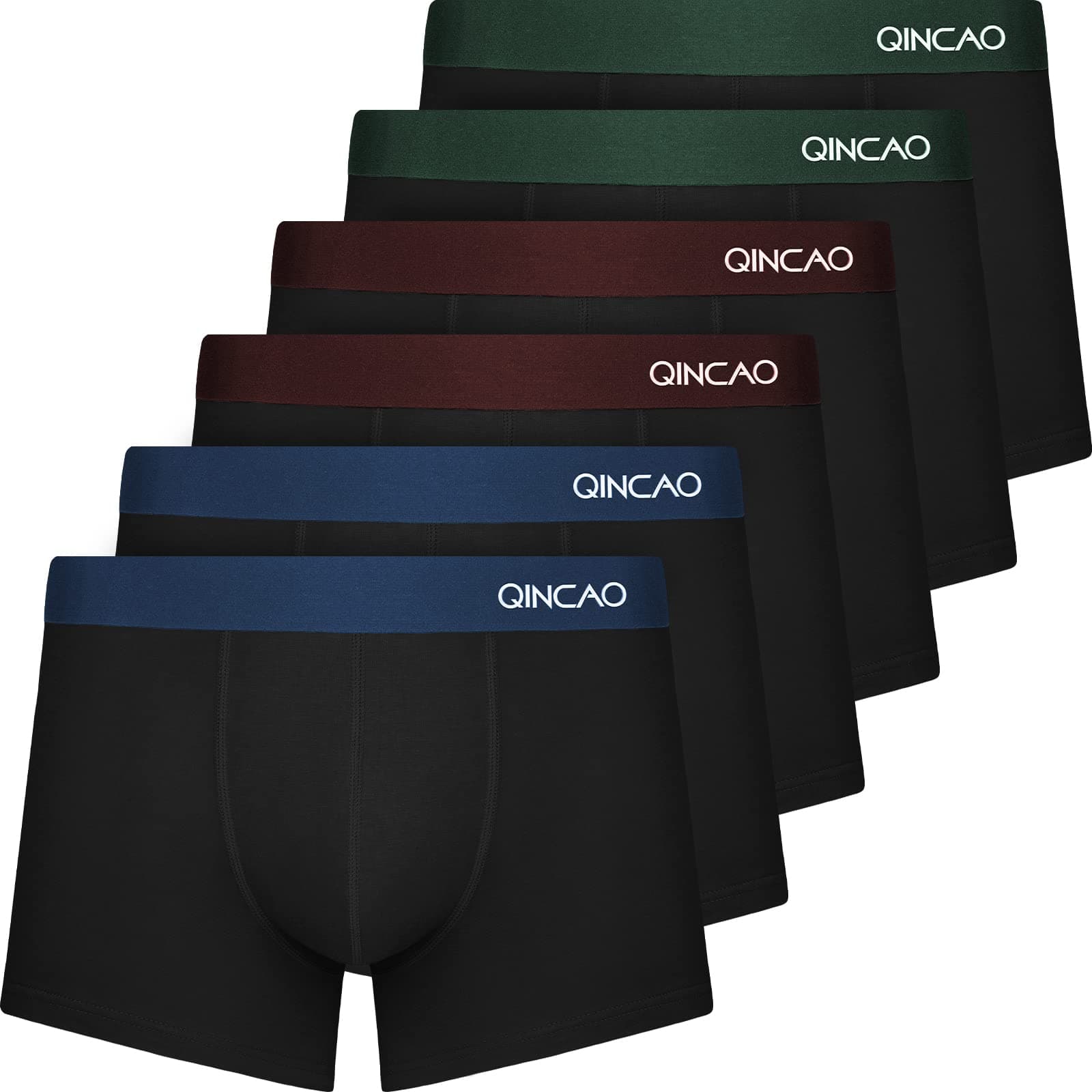 QINCAO Boxers Homme Lot de 6 Coton Pas d'étiquette Qui Gratte sous-vêtement Fitted Trunk Caleçons Ultra Doux Confortale