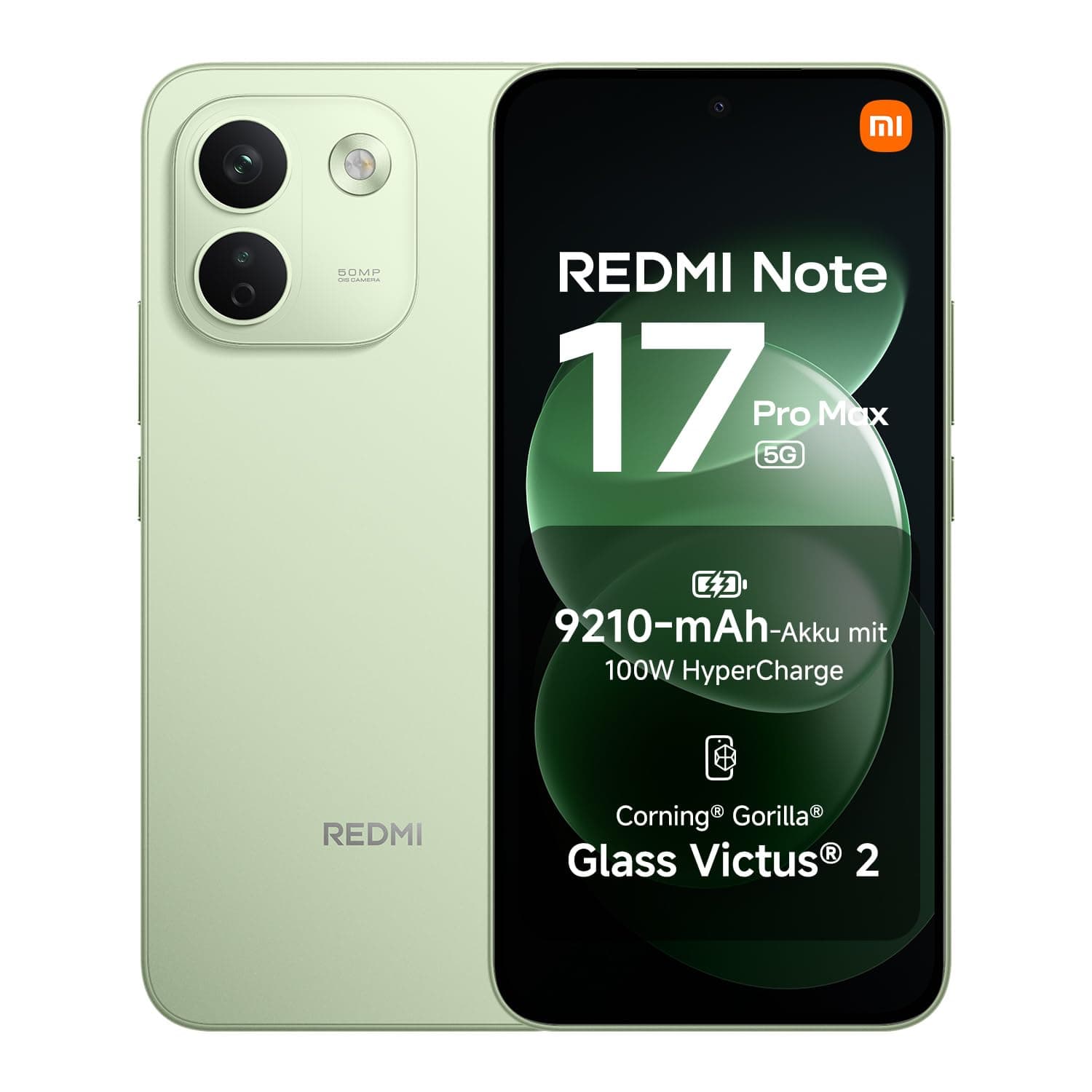 Xiaomi REDMI Note 17 Pro Max 5G, Smartphone 8+512 GB, Green, 9210 mAh Akku | Snapdragon® 6 Gen 5, 50MP Kamera mit OIS, 100W HyperCharge, Staub und Wasserschutz nach IP66/IP68, Xiaomi HyperAI