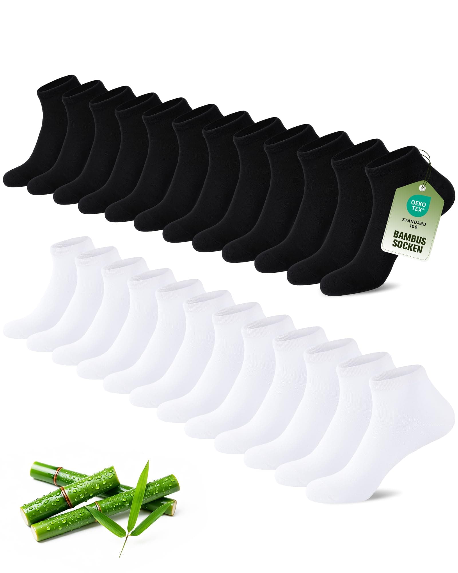 SukModen 12/24 Paia di Calzini da Sneaker per Uomo e Donna in Bambù, Anti-Odor Traspiranti Mezzi Calzini Morbidi, Calzini Corti per Uso Quotidiano, Tempo Libero, Shopping e Casa